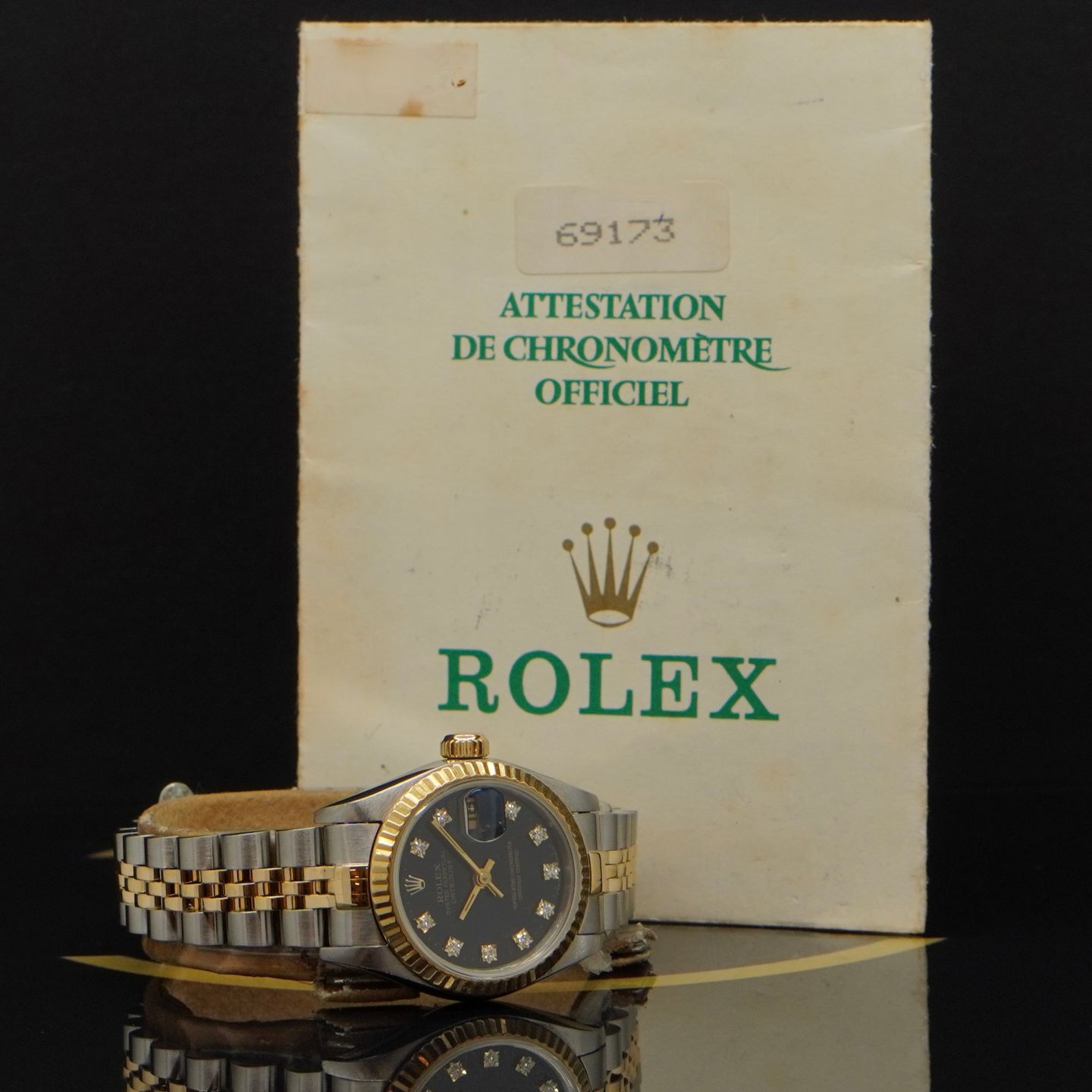 Rolex Lady-Datejust 69173 (1995) - Zwart wijzerplaat 26mm Goud/Staal (4/7)