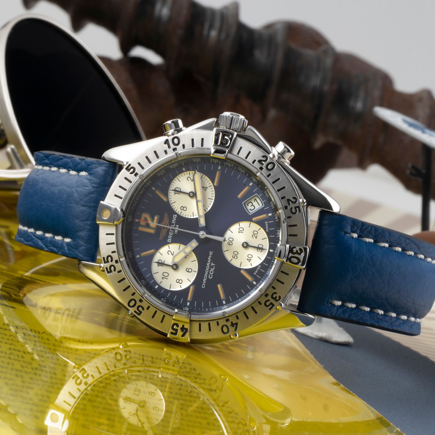 Breitling Colt Chronograph A53035 (1995) - Black dial 38 mm Steel case (2/8)