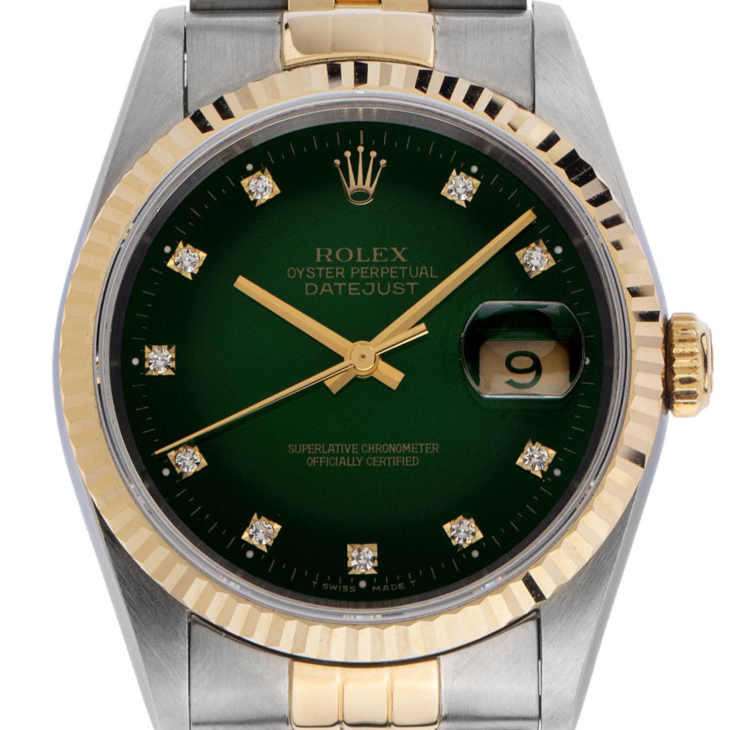 Rolex Datejust 36 16233 (1991) - Green dial 36 mm Gold/Steel case (1/8)