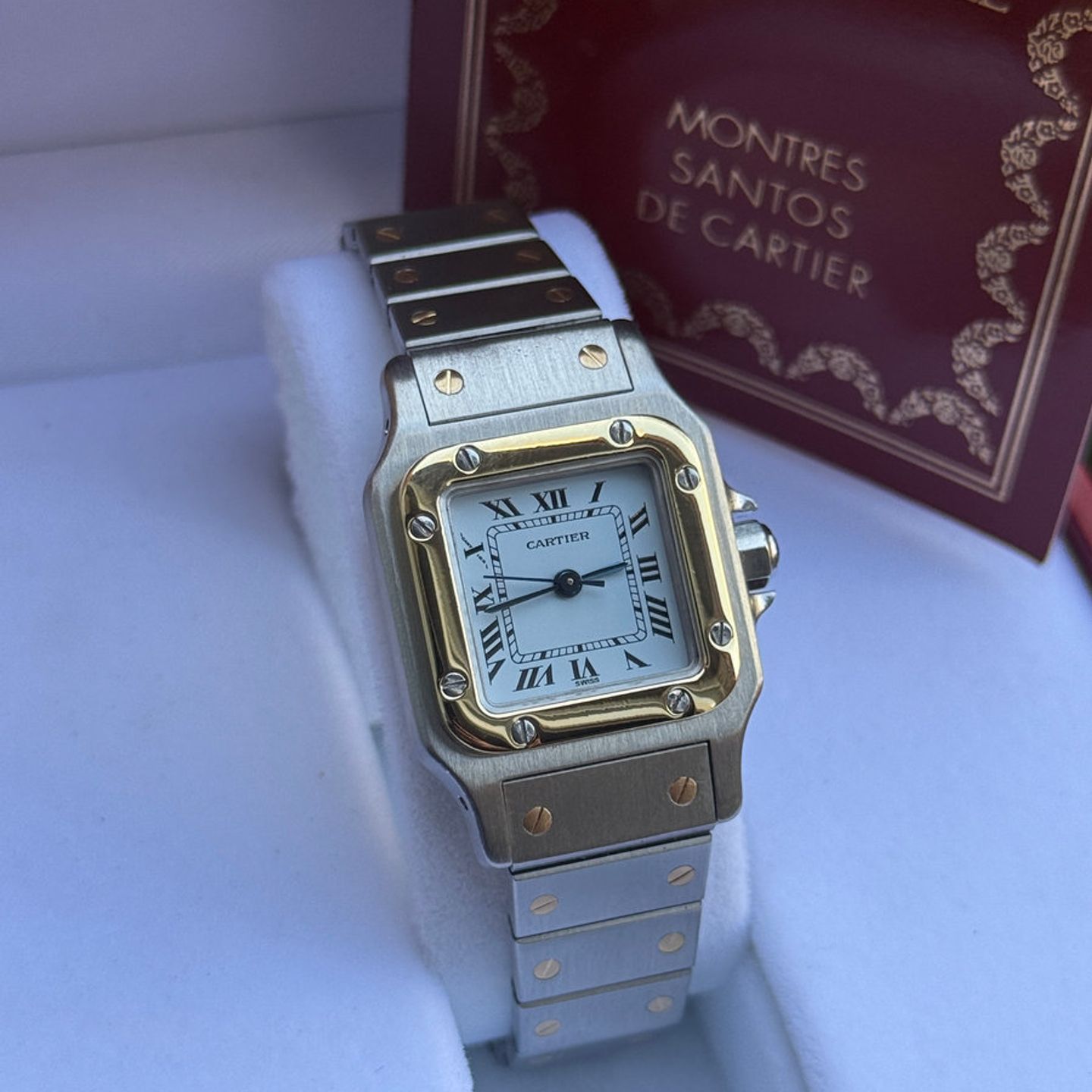 Cartier Santos 0902 (1992) - White dial 24 mm Gold/Steel case (1/8)