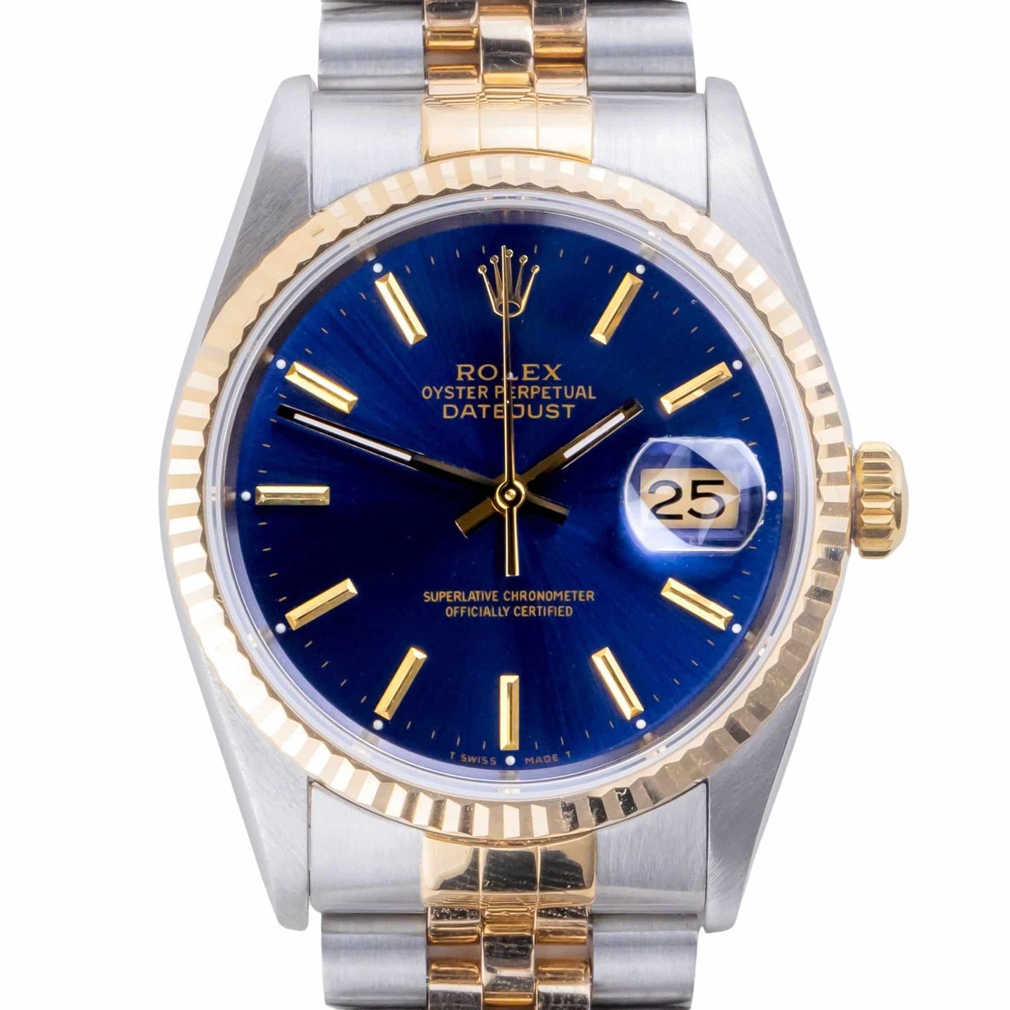 Rolex Datejust 36 16233 (1993) - Blue dial 36 mm Gold/Steel case (3/8)