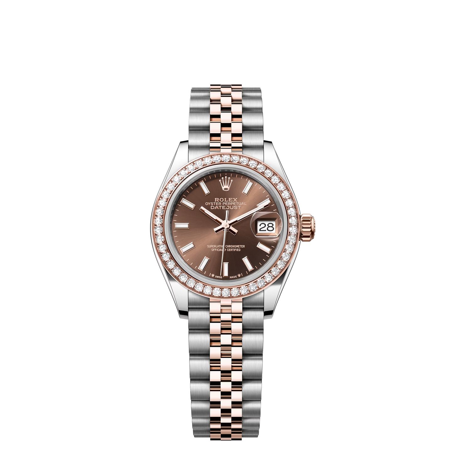 Rolex Lady-Datejust 279381RBR (2024) - Bruin wijzerplaat 28mm Staal (1/1)