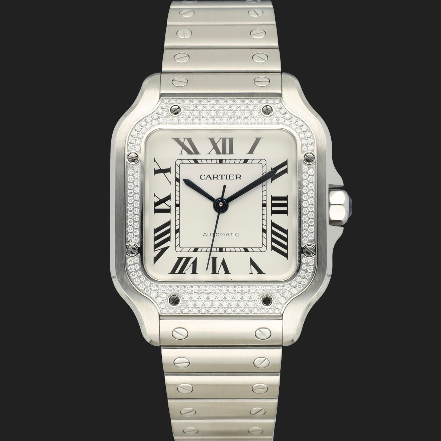 Cartier Santos WSSA0029 (Unknown (random serial)) - Silver dial 35 mm Steel case (3/8)