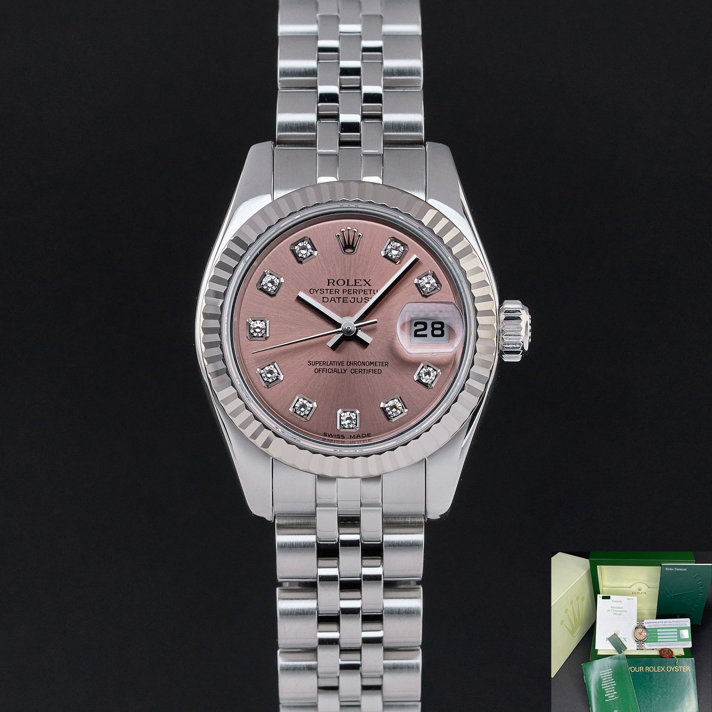 Rolex Lady-Datejust 179174 (2005) - Pink dial 26 mm Steel case (1/8)