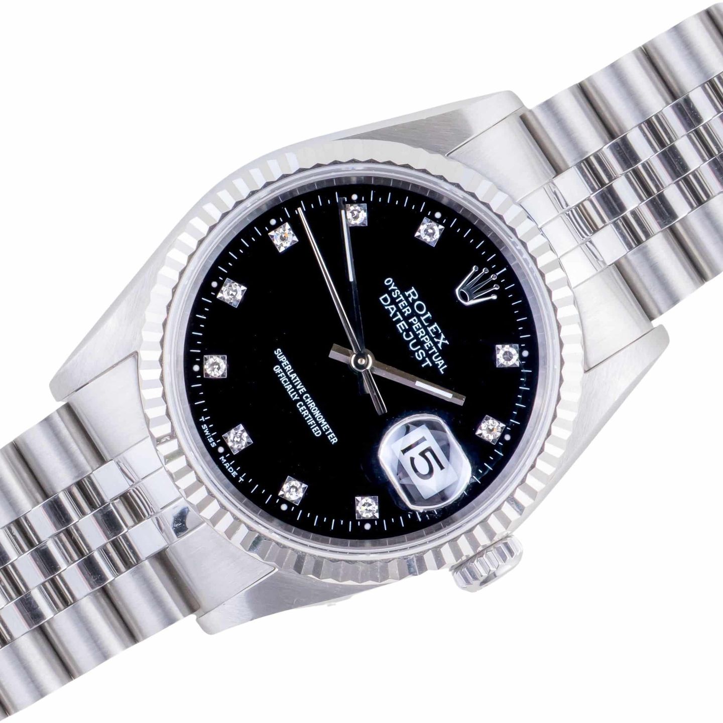 Rolex Datejust 36 16234 (1996) - Black dial 36 mm Steel case (1/8)