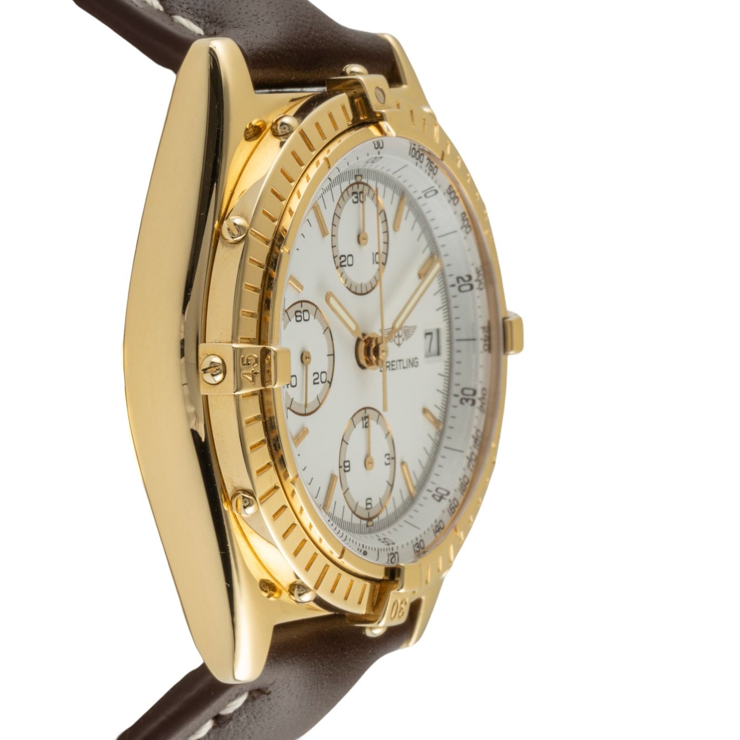 Breitling Chronomat 81950 (1992) - Silver dial 39 mm Yellow Gold case (7/8)