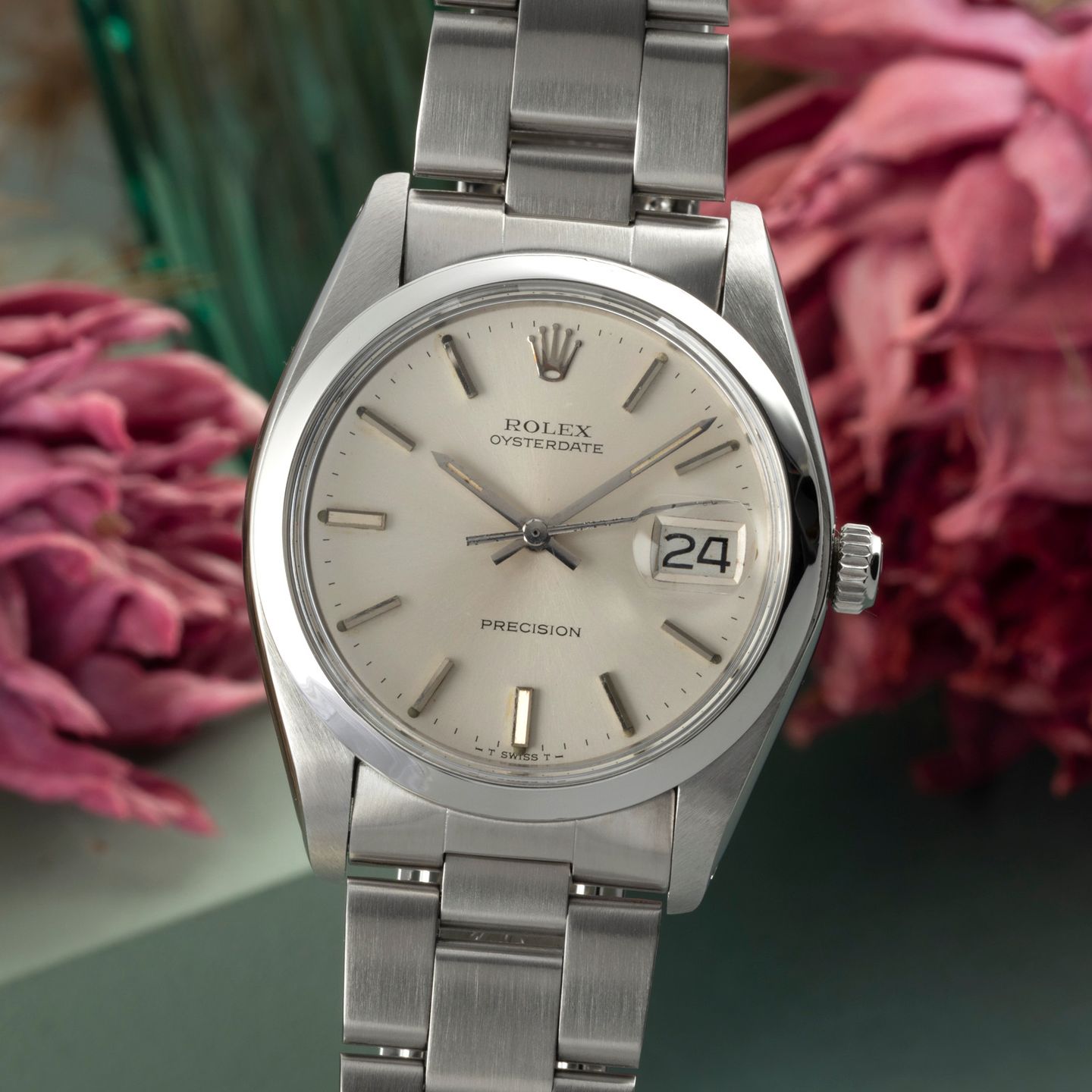 Rolex Oyster Precision 6694 (1980) - Zilver wijzerplaat 34mm Staal (3/8)