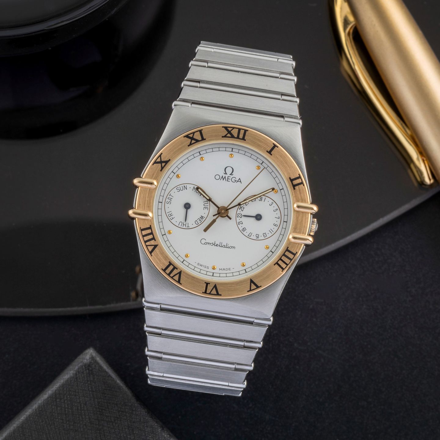 Omega Constellation 396.1070 (1986) - Wit wijzerplaat 32mm Goud/Staal (1/8)