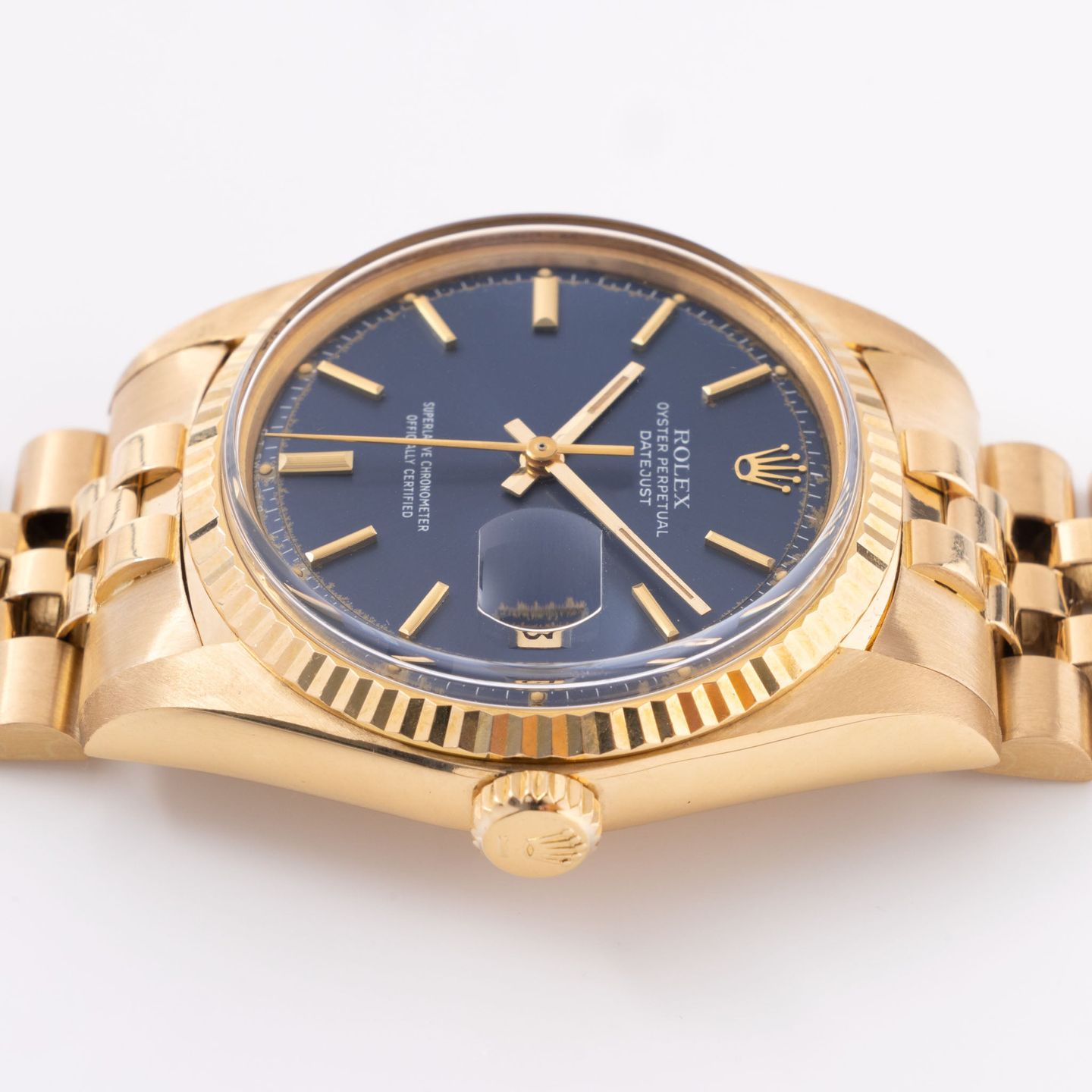 Rolex Datejust 1601/8 (1974) - Blue dial 36 mm Yellow Gold case (7/8)