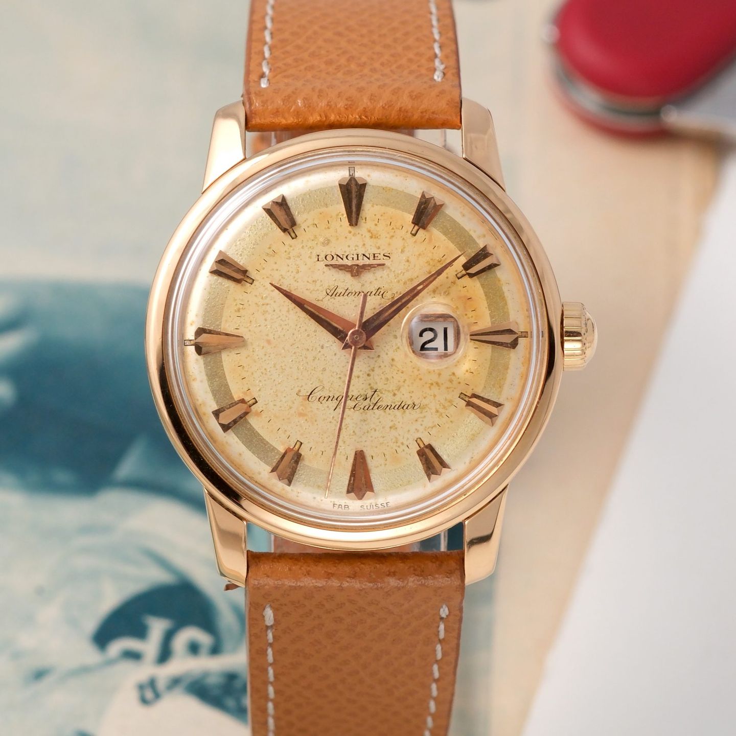 Longines Conquest 9005 (1955) - Champagne dial 35 mm Rose Gold case (2/16)