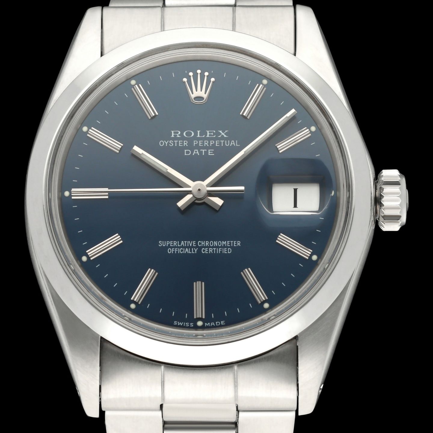 Rolex Oyster Perpetual Date 1500 (1971) - Blauw wijzerplaat 34mm Staal (1/6)