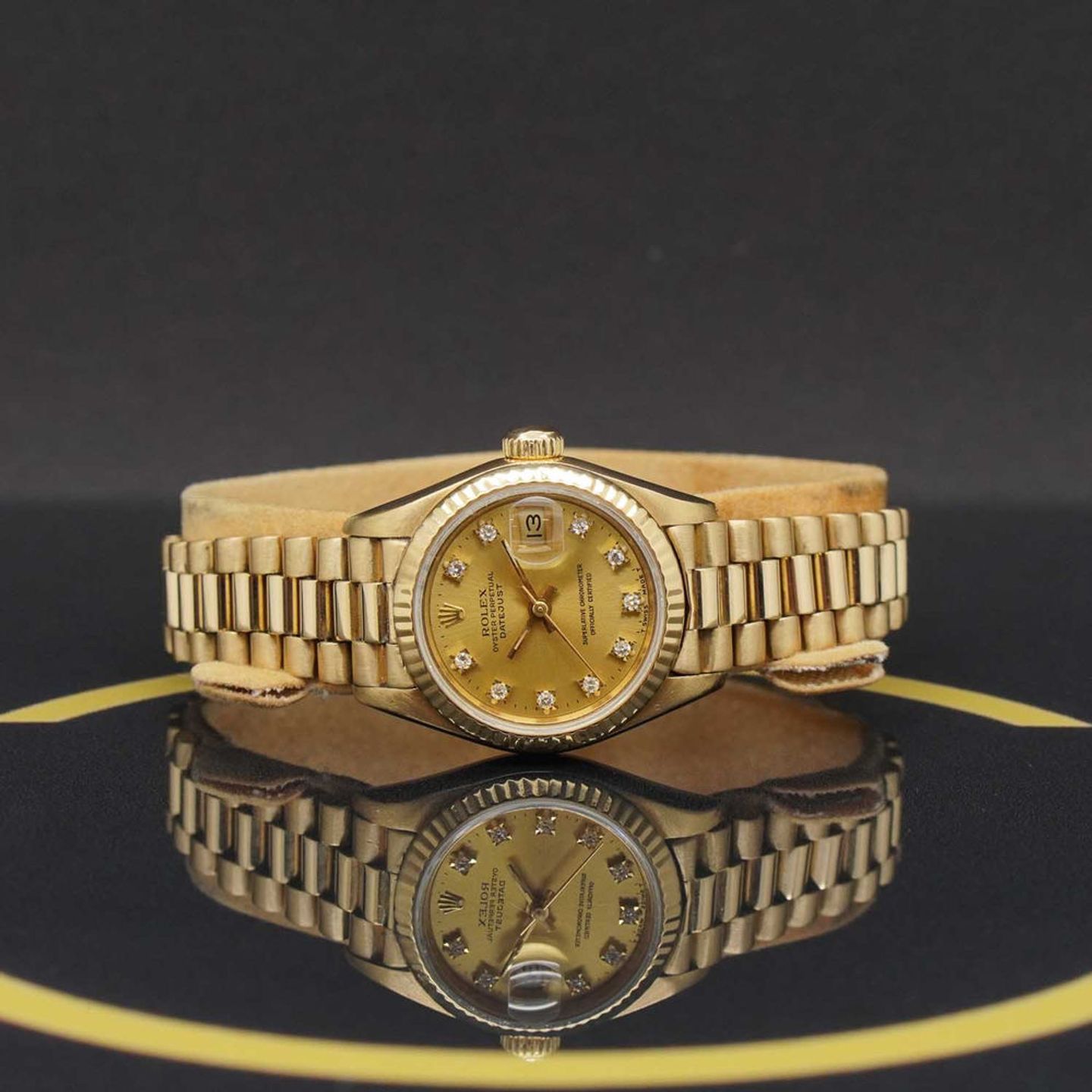 Rolex Lady-Datejust 69178 (1990) - Gold dial 26 mm Yellow Gold case (4/7)