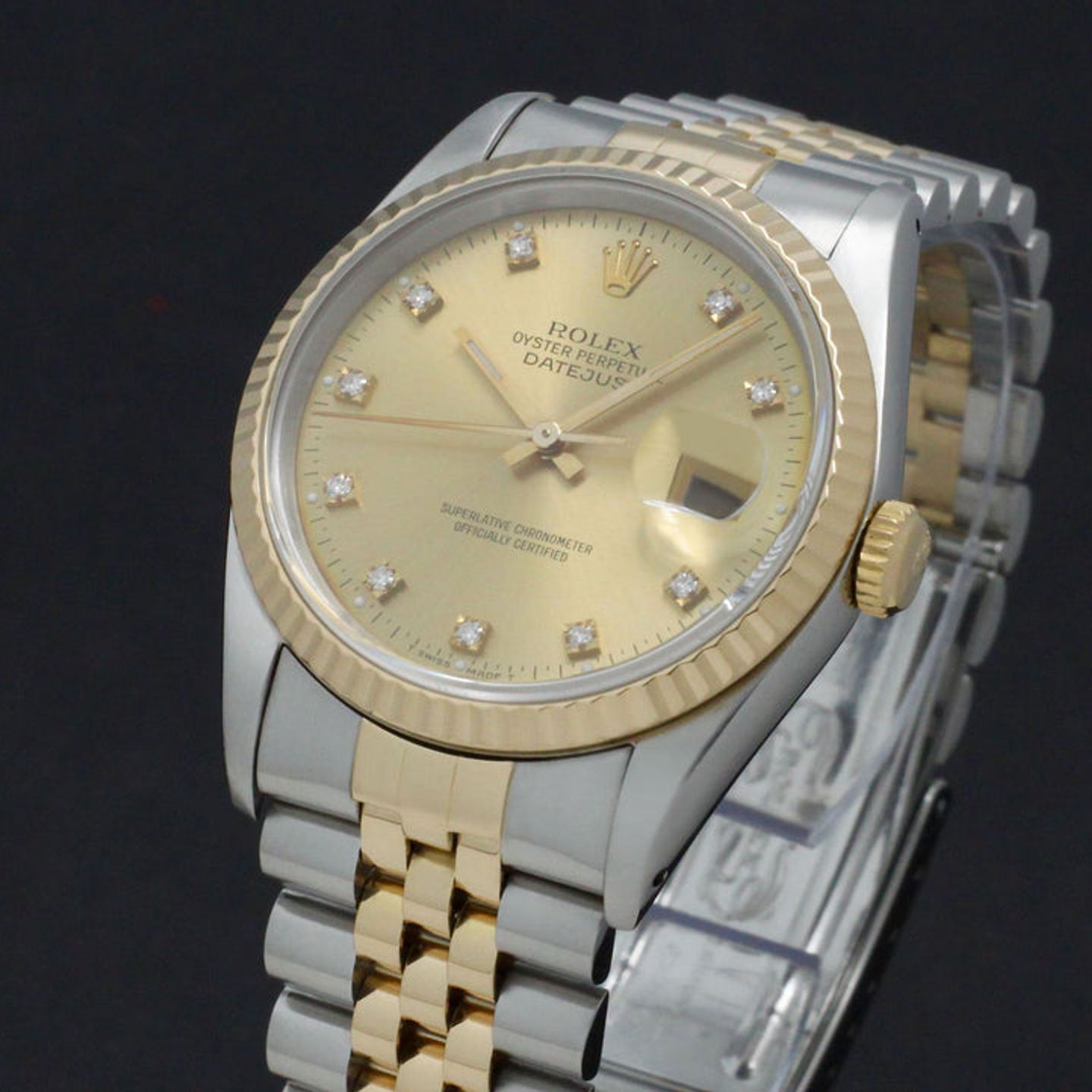 Rolex Datejust 36 16233 (1991) - Gold dial 36 mm Gold/Steel case (6/7)