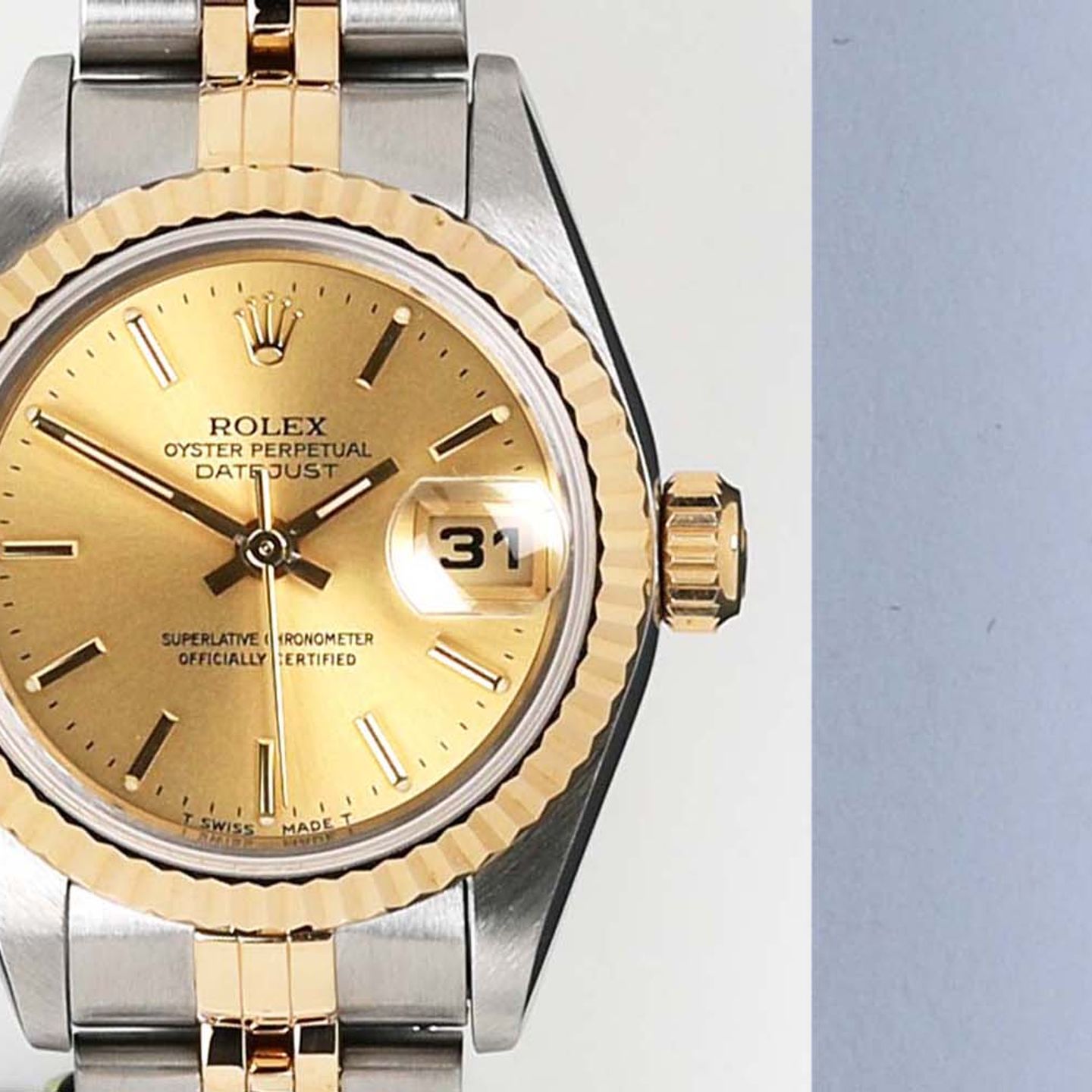 Rolex Lady-Datejust 69173 (1997) - Champagne dial 26 mm Gold/Steel case (5/8)