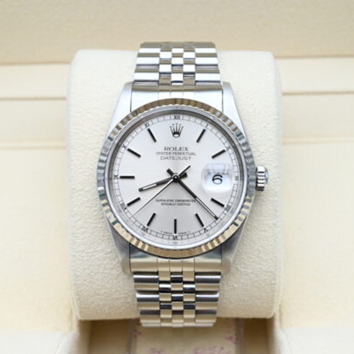 Rolex Datejust 36 16234 (1997) - Zilver wijzerplaat 36mm Staal (3/8)