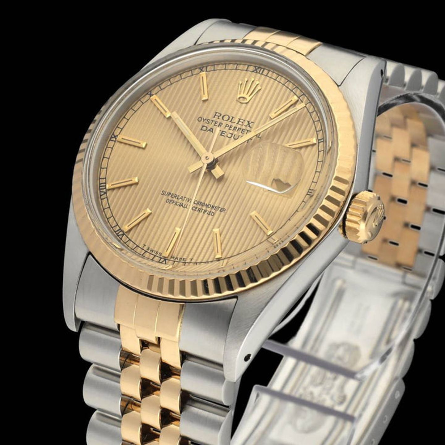 Rolex Datejust 36 16013 (1987) - Gold dial 36 mm Gold/Steel case (7/7)