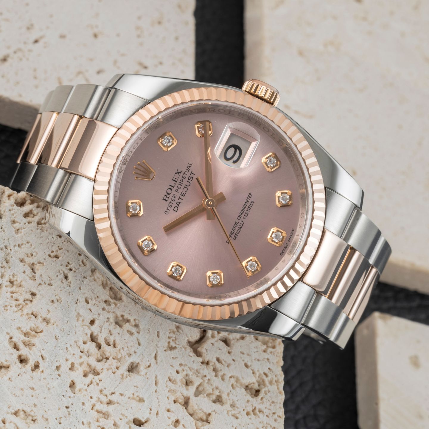 Rolex Datejust 36 116231 (2010) - Pink dial 36 mm Gold/Steel case (2/8)