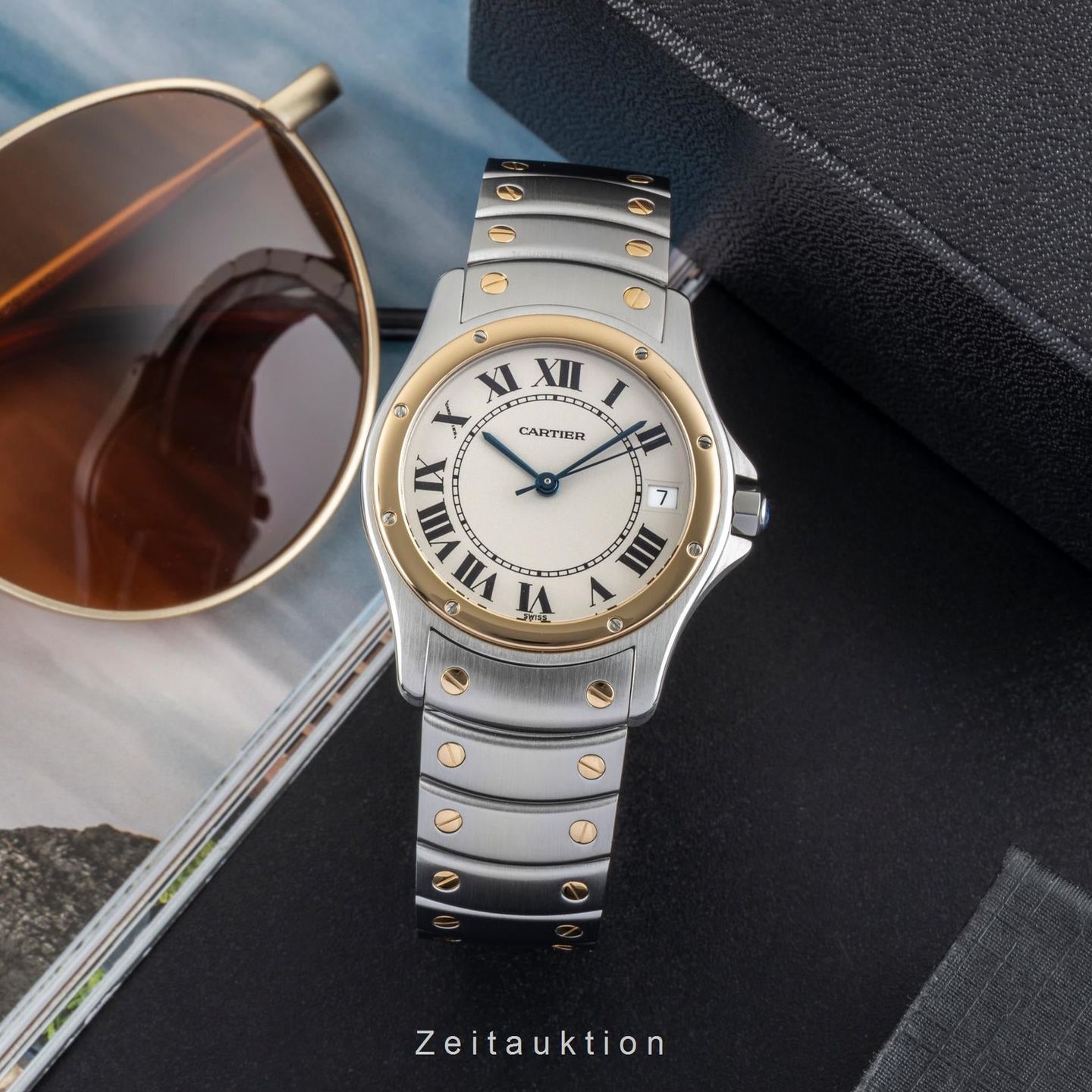 Cartier Santos W20036R3 (1995) - Wit wijzerplaat 33mm Goud/Staal (3/8)