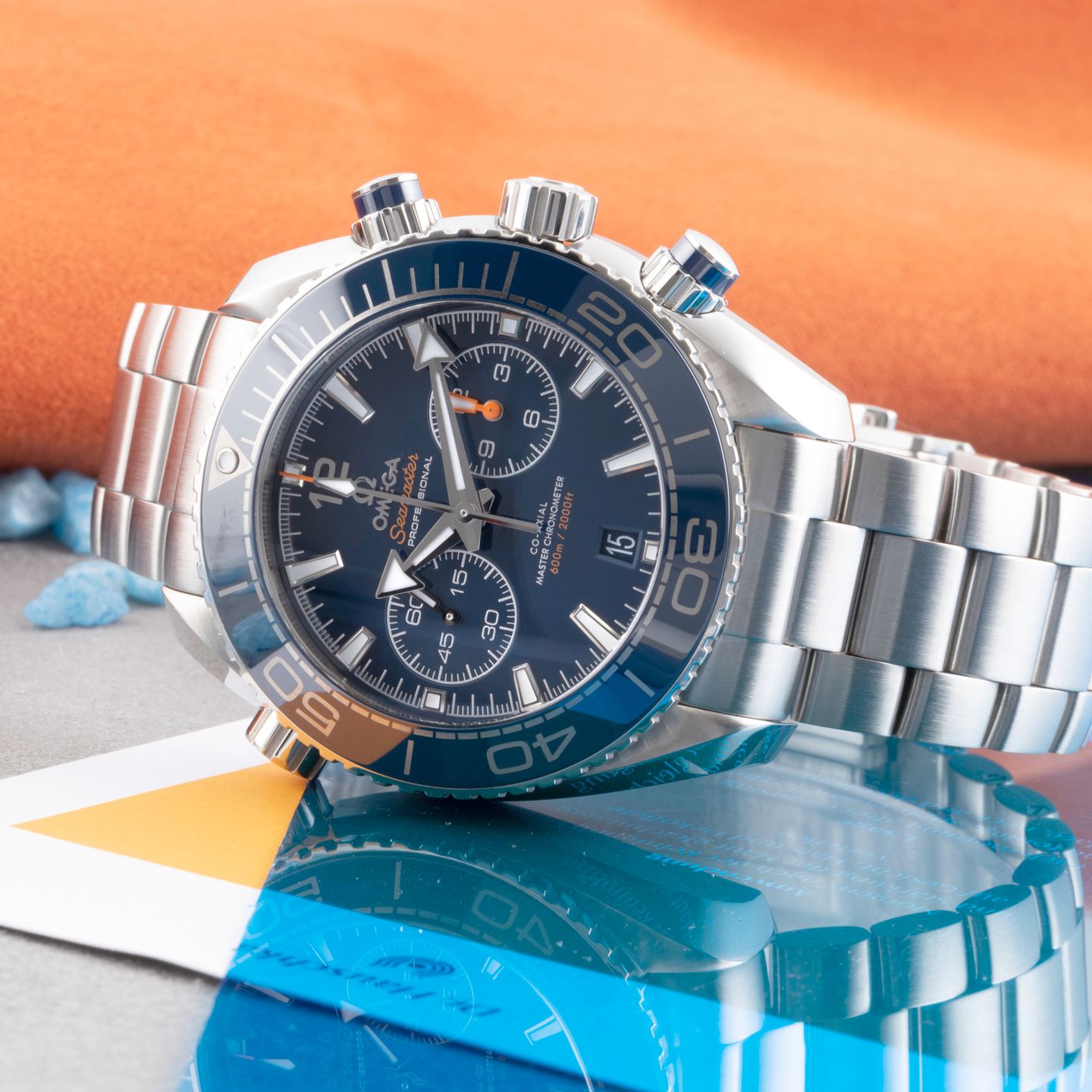 Omega Seamaster Planet Ocean Chronograph 215.30.46.51.03.001 (Unknown (random serial)) - Blue dial 46 mm Steel case (2/8)