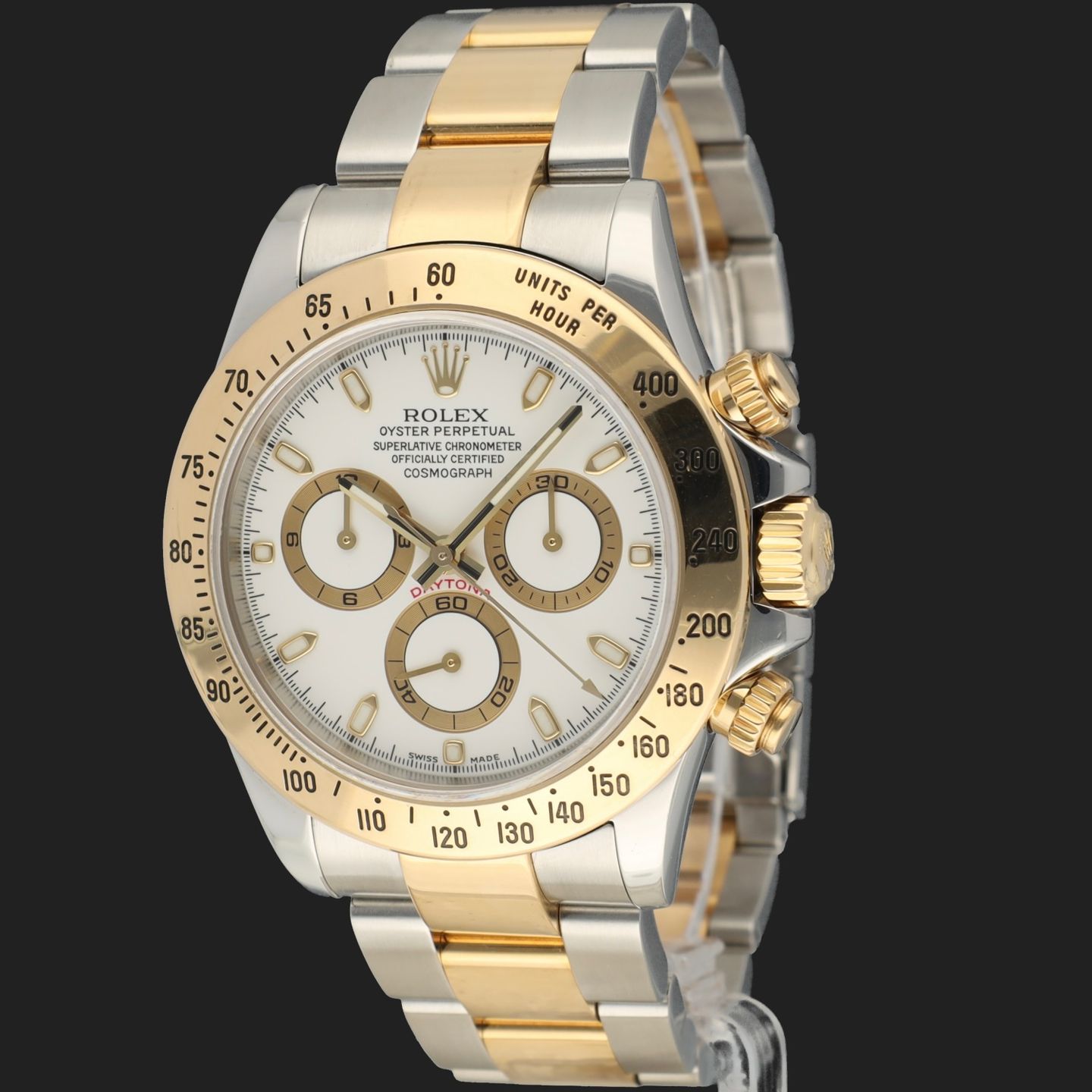 Rolex Daytona 116523 (2005) - Wit wijzerplaat 40mm Goud/Staal (1/8)