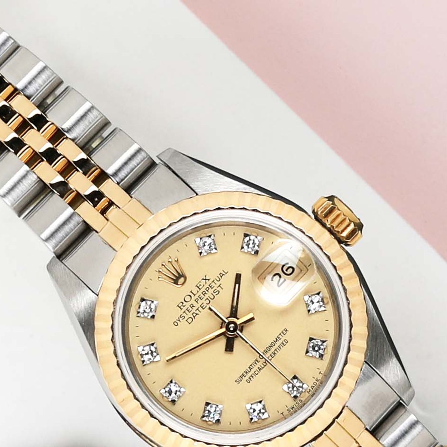 Rolex Lady-Datejust 69173 (1985) - Champagne dial 26 mm Gold/Steel case (3/8)