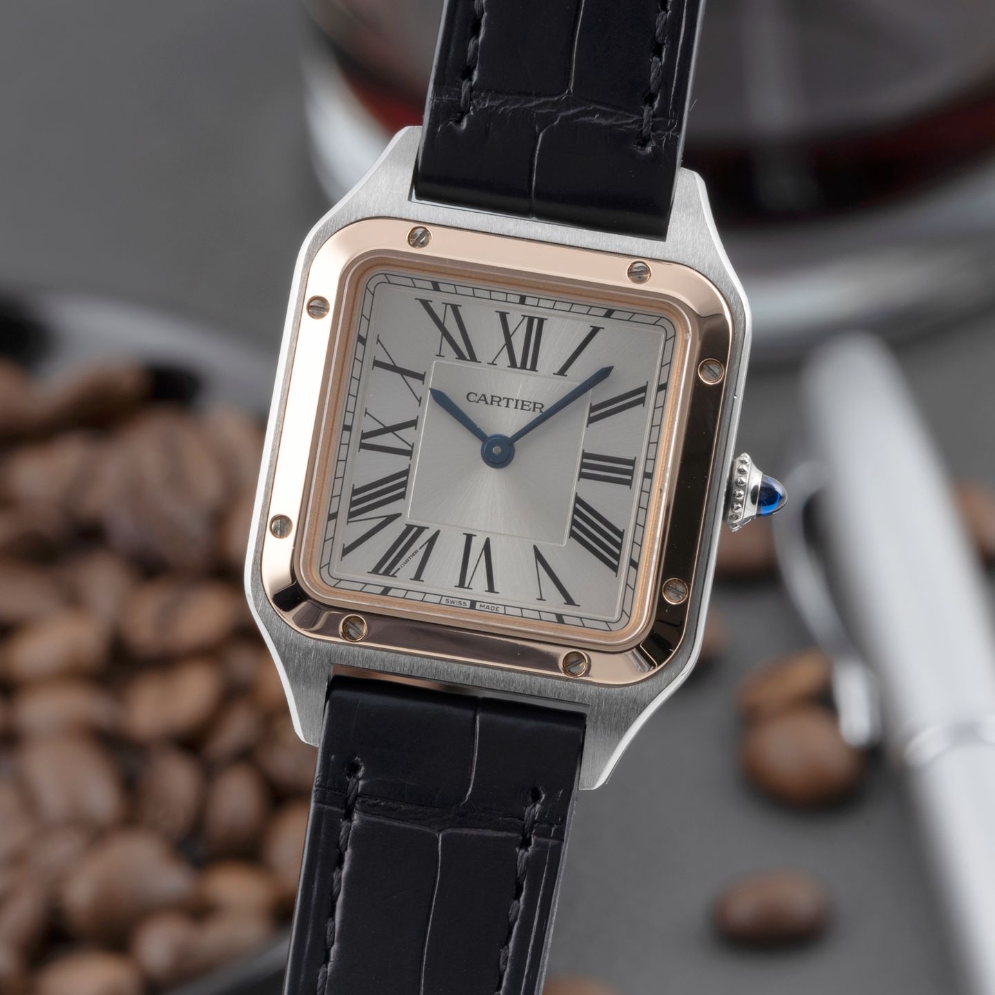 Cartier Santos Dumont W2SA0012 (Unknown (random serial)) - Silver dial 28 mm Steel case (3/8)