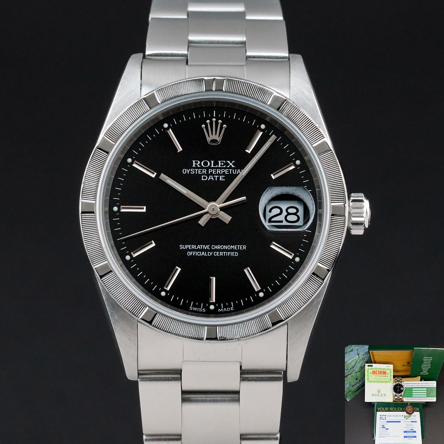 Rolex Oyster Perpetual Date 15210 (2005) - 34mm Staal (1/8)