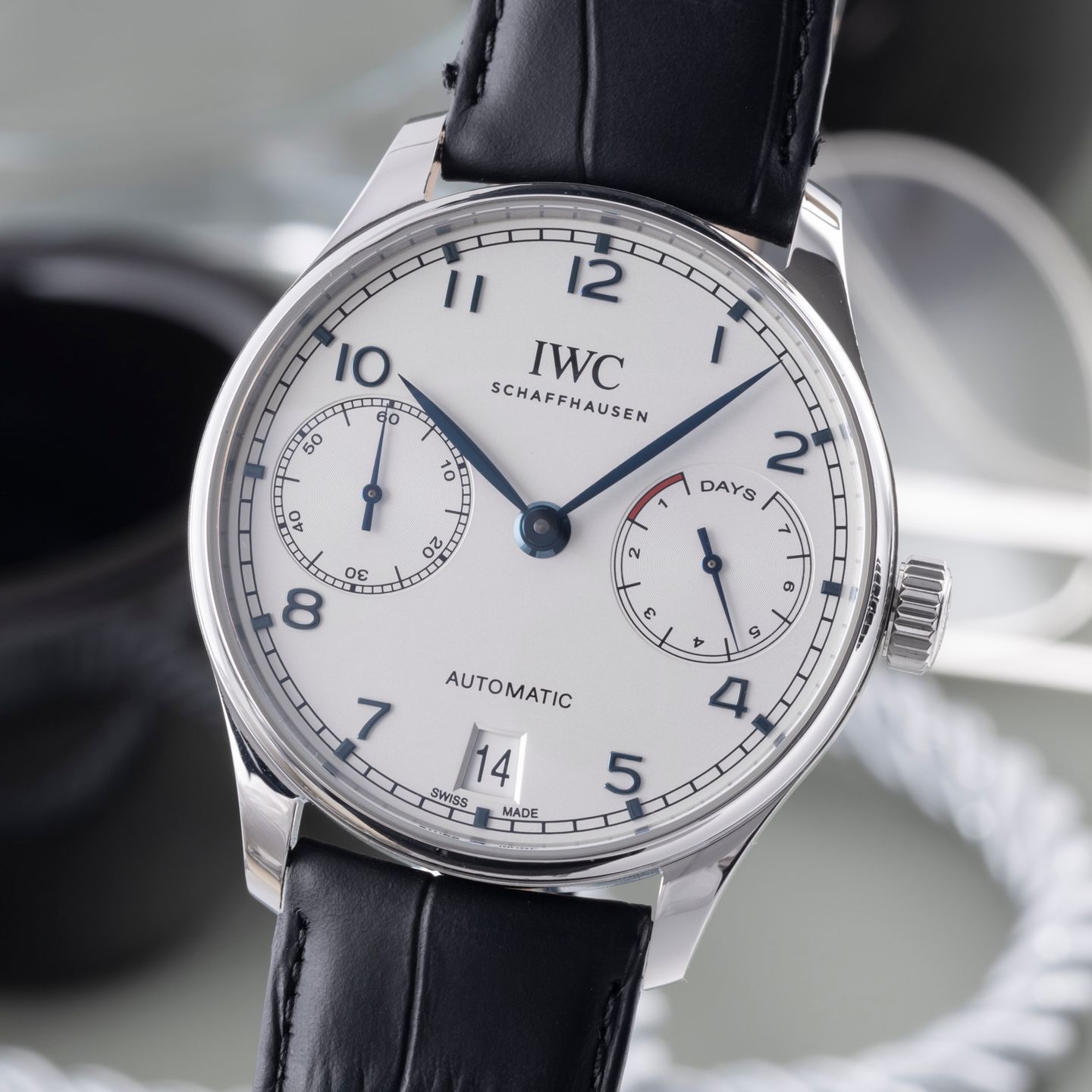 IWC Portuguese Automatic IW500705 (Onbekend (willekeurig serienummer)) - Zilver wijzerplaat 42mm Staal (3/8)