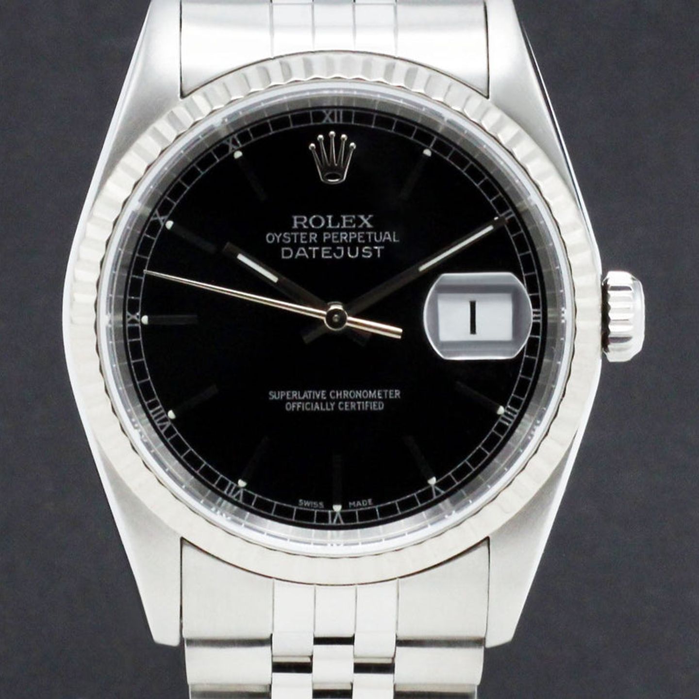 Rolex Datejust 36 16234 (2000) - Zwart wijzerplaat 36mm Staal (1/7)