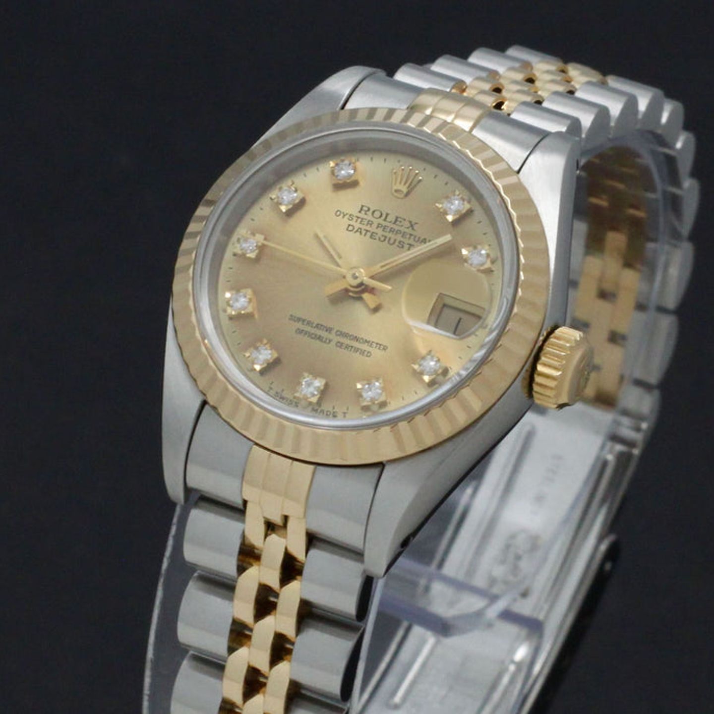 Rolex Lady-Datejust 69173 (1992) - Gold dial 26 mm Gold/Steel case (6/7)