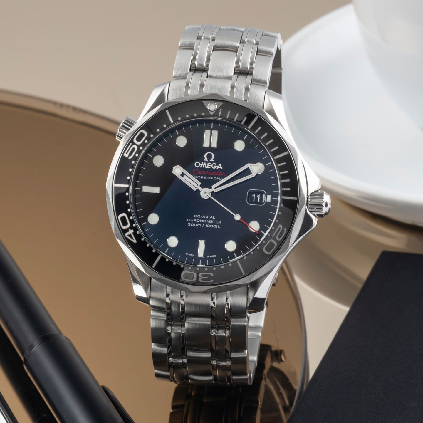 Omega Seamaster Diver 300 M 212.30.41.20.01.003 (Onbekend (willekeurig serienummer)) - Zwart wijzerplaat 41mm Staal (1/8)