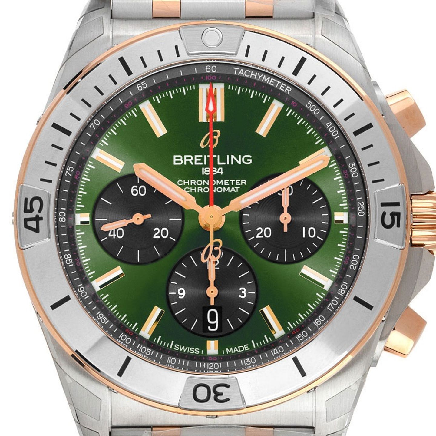 Breitling Chronomat 42 UB0134131L1U1 (2025) - Green dial 43 mm Gold/Steel case (1/7)