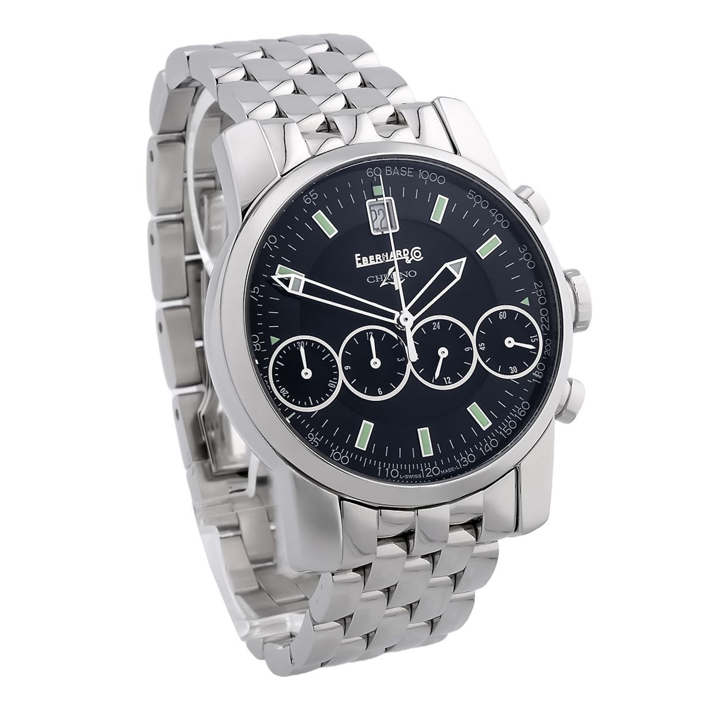 Eberhard & Co. Chrono 4 31041 (2007) - Zwart wijzerplaat 41mm Staal (3/8)