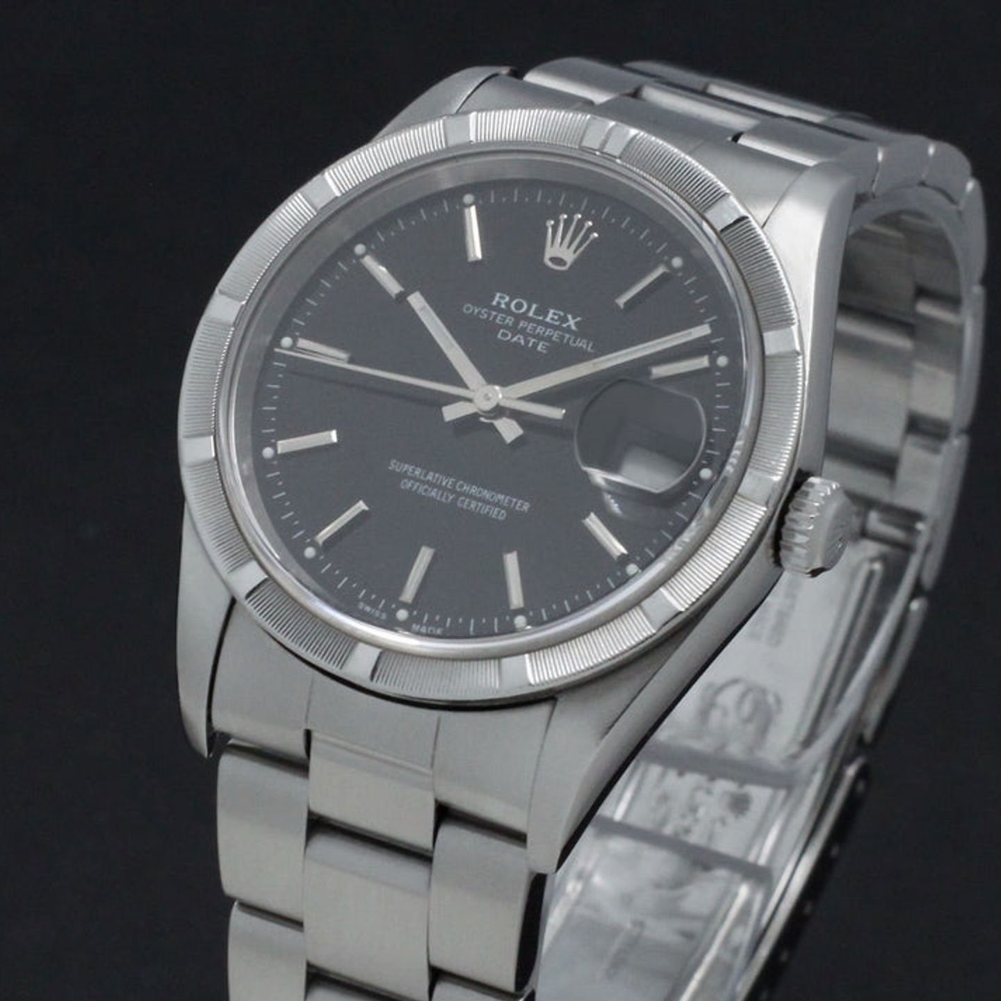 Rolex Oyster Perpetual Date 15210 (2001) - Black dial 34 mm Steel case (7/7)