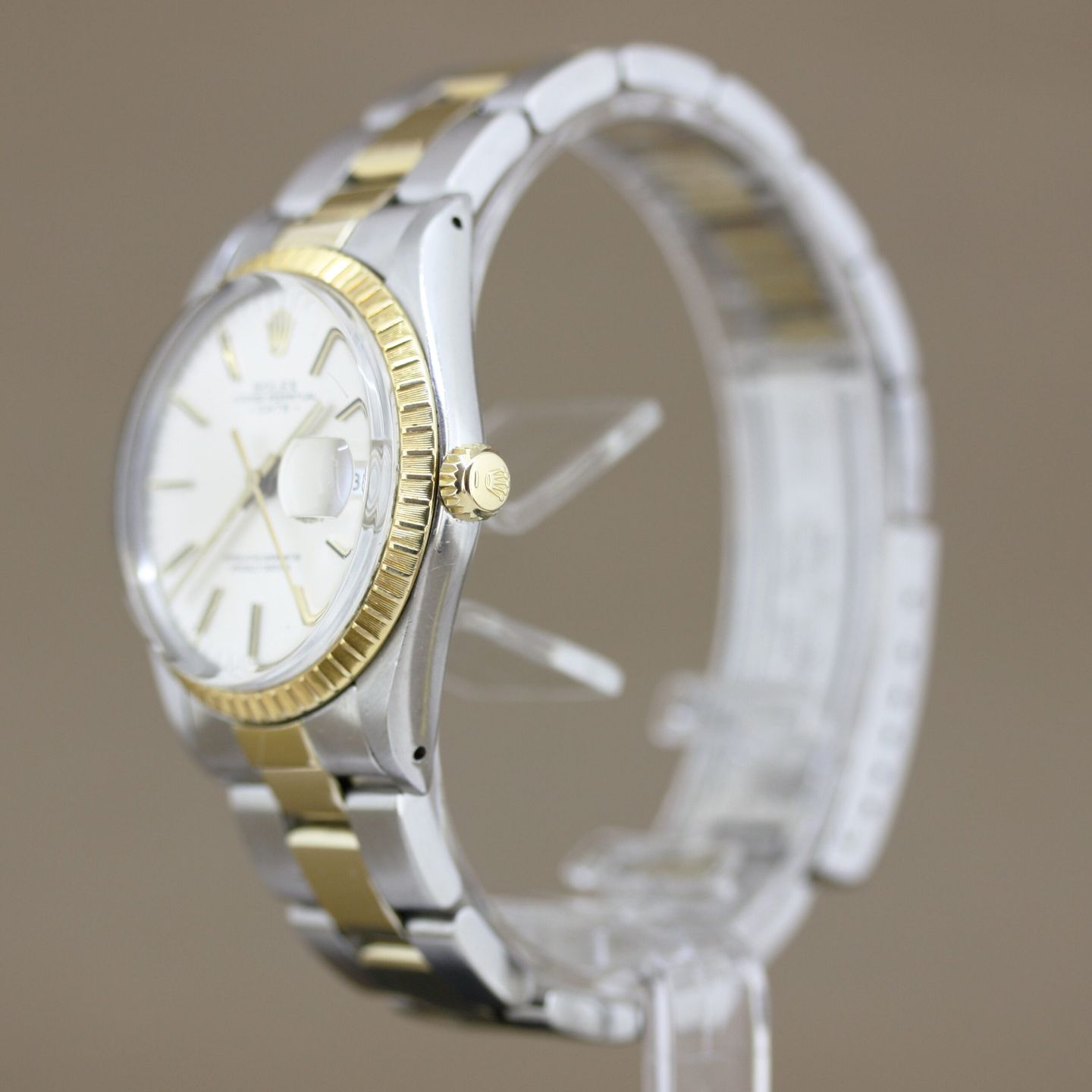 Rolex Oyster Perpetual Date 15053 (1985) - Silver dial 34 mm Gold/Steel case (5/8)