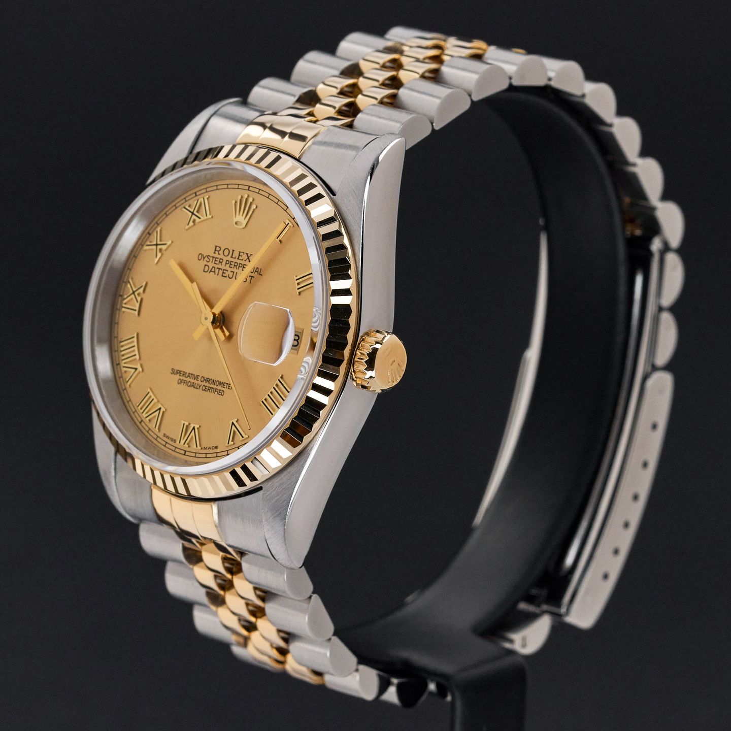 Rolex Datejust 36 16233 (1995) - Champagne wijzerplaat 36mm Goud/Staal (4/8)