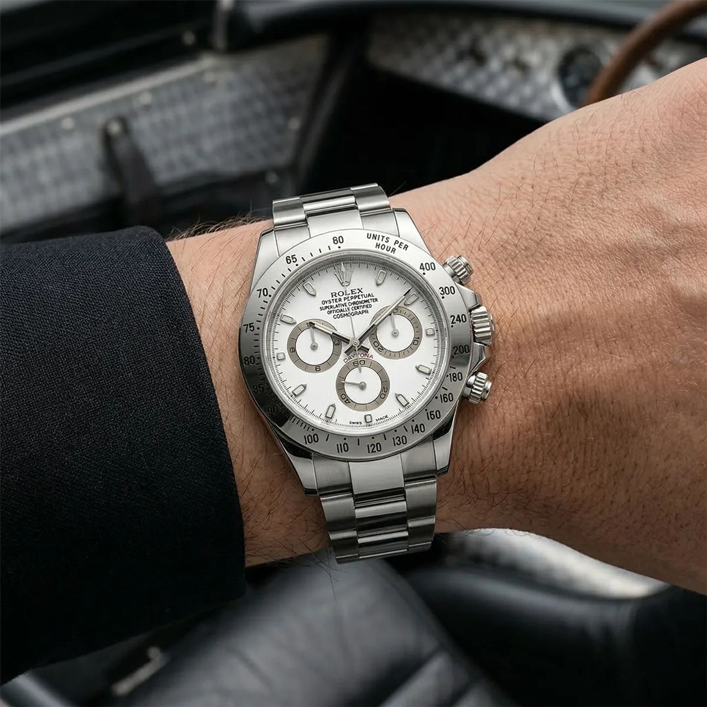 Rolex Daytona 116520 (2007) - Wit wijzerplaat 40mm Staal (2/6)