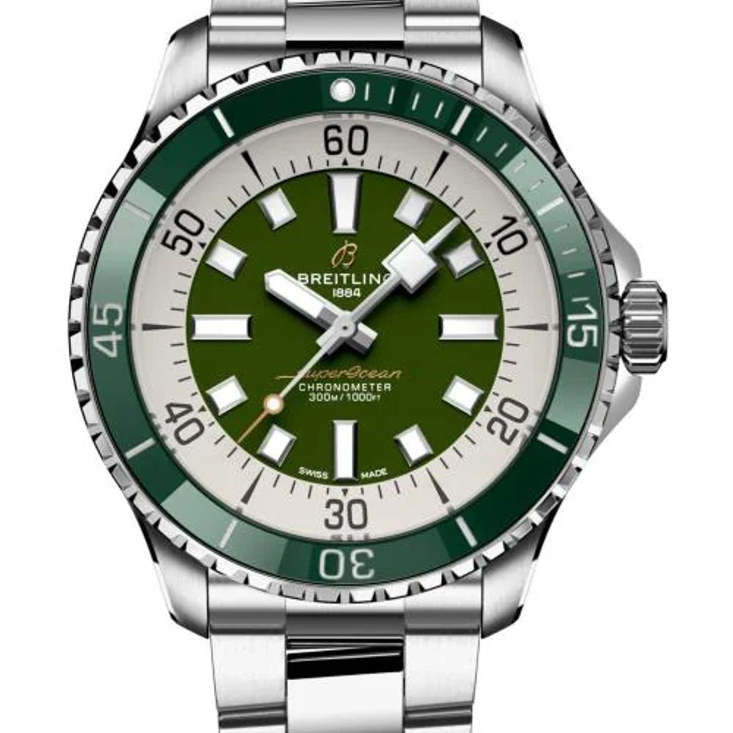 Breitling Superocean 44 A17376A31L1A1 (2026) - Groen wijzerplaat 44mm Staal (1/1)
