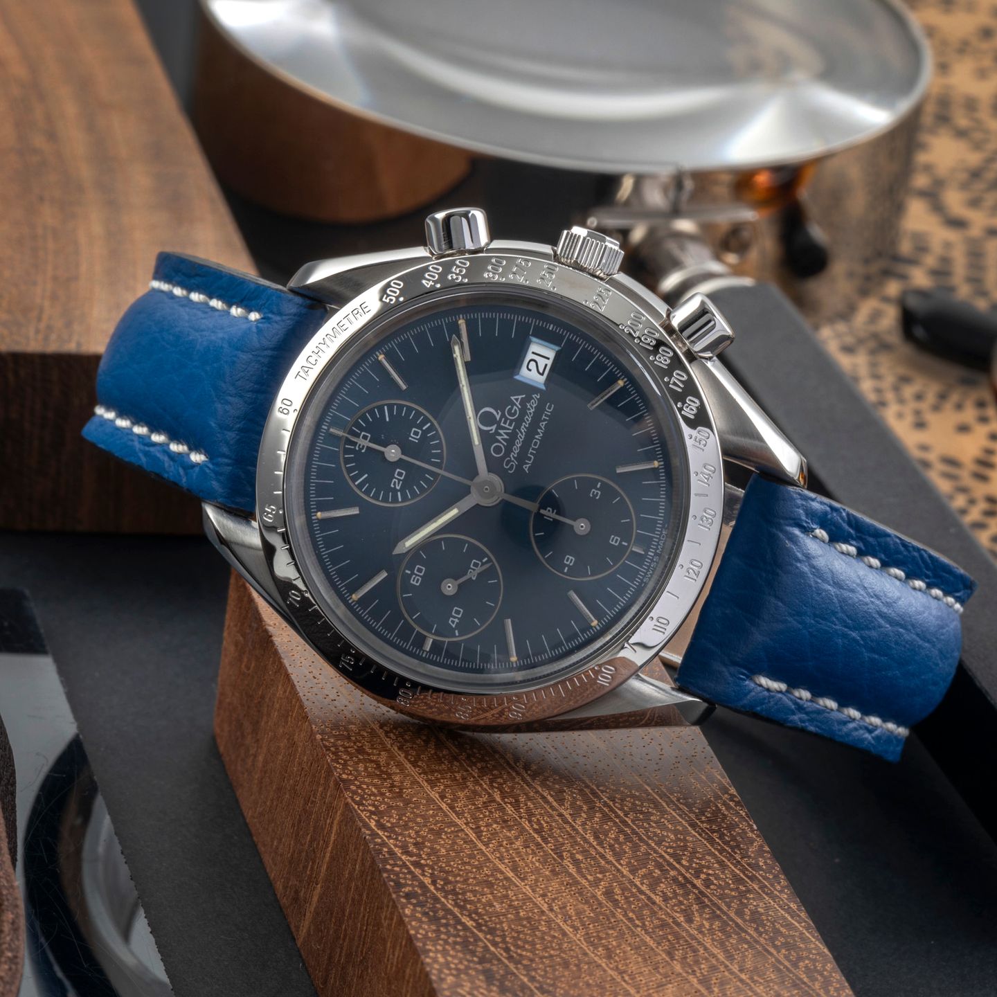 Omega Speedmaster Date 3511.80.00 (1999) - Blauw wijzerplaat 39mm Staal (2/8)