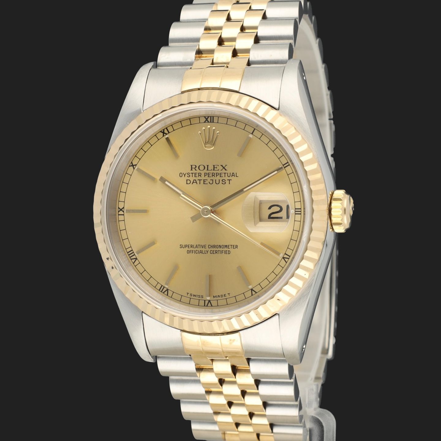Rolex Datejust 36 16233 (1993) - Champagne dial 36 mm Gold/Steel case (1/8)