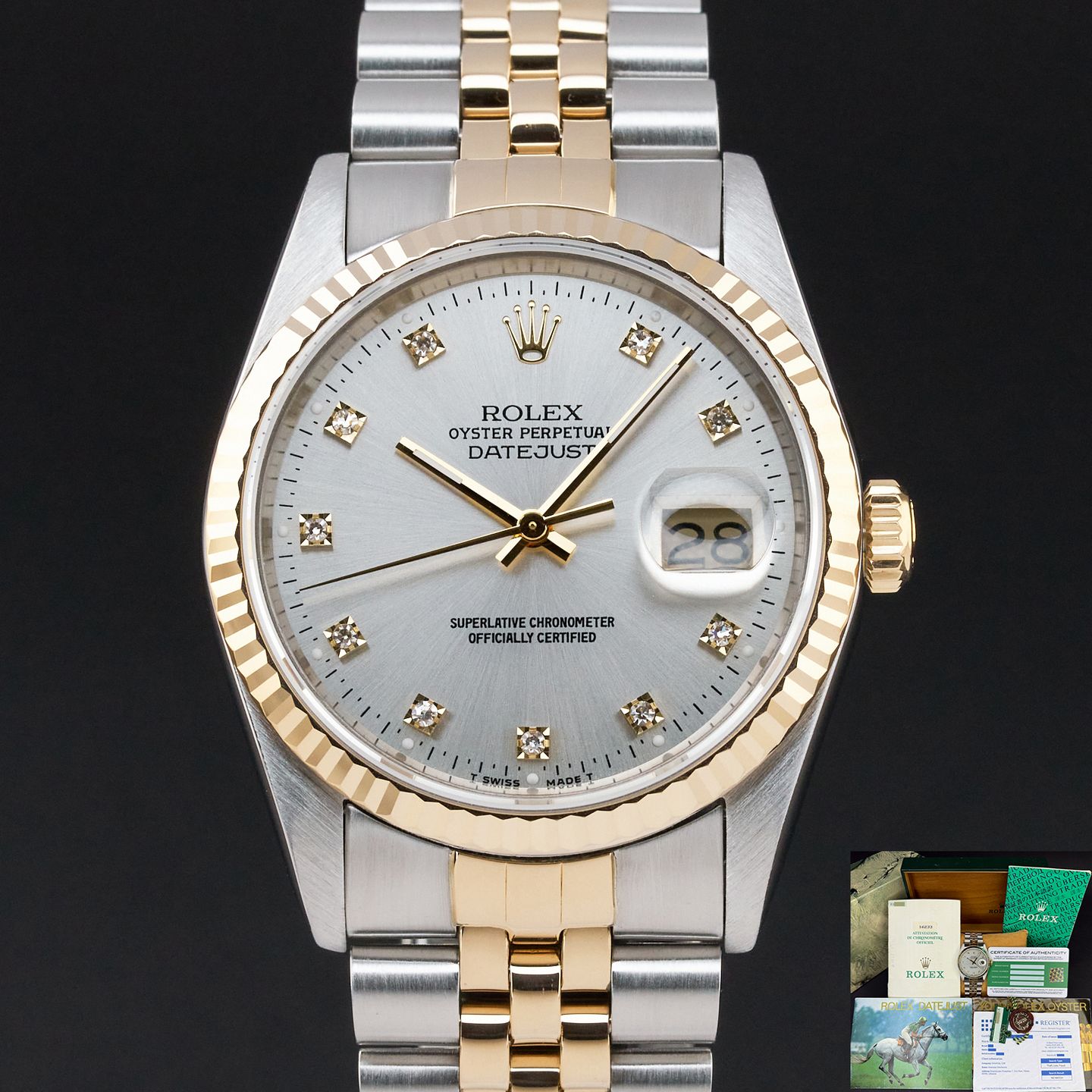 Rolex Datejust 36 16233 (1988) - Silver dial 36 mm Gold/Steel case (1/8)