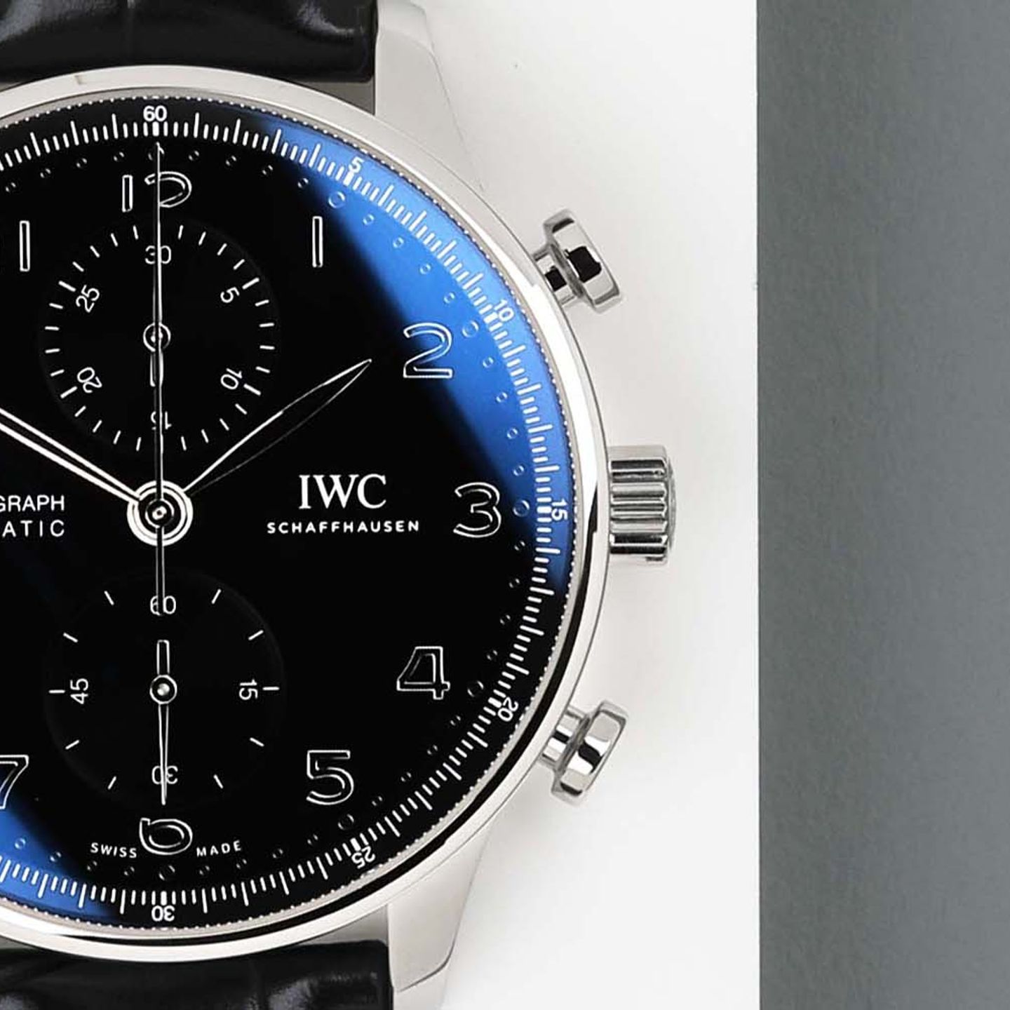 IWC Portuguese Chronograph IW371609 (2024) - Zwart wijzerplaat 41mm Staal (5/8)