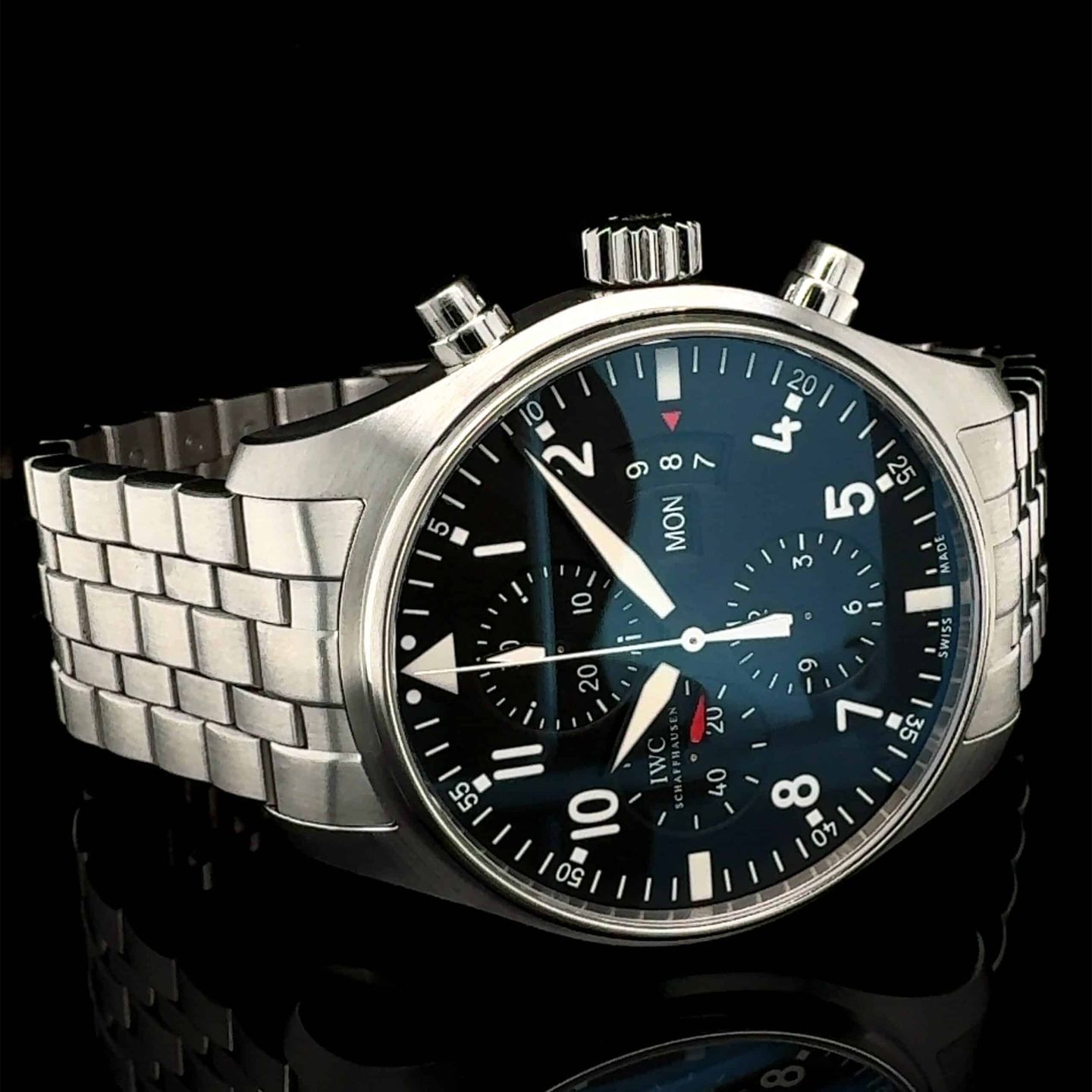 IWC Pilot Chronograph IW377704 (2018) - Zwart wijzerplaat 43mm Staal (8/8)