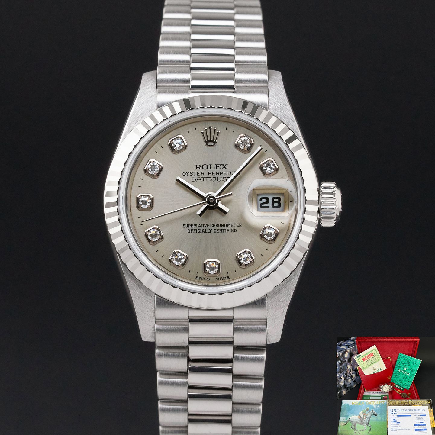 Rolex Lady-Datejust 69179 (1995) - Silver dial 26 mm White Gold case (1/8)