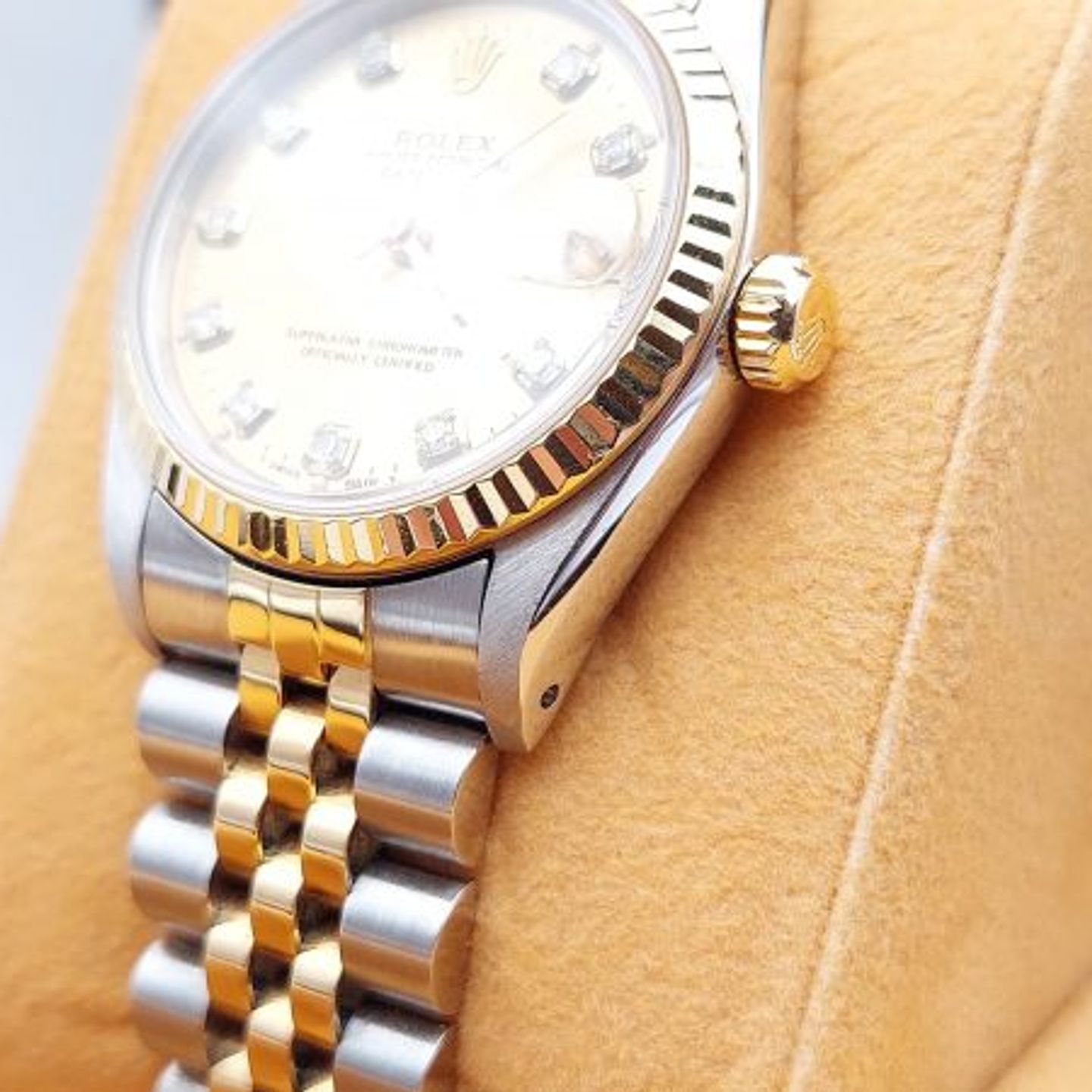 Rolex Datejust 31 68273 (1990) - Champagne dial 31 mm Gold/Steel case (7/8)