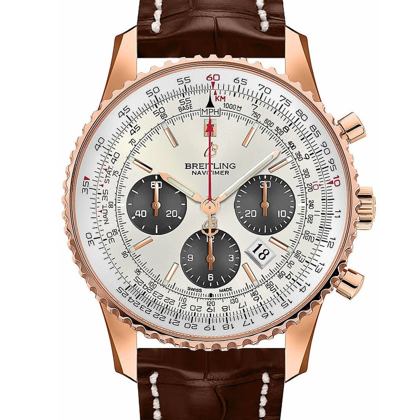 Breitling Navitimer RB0127121G1P1 (2023) - Silver dial 46 mm Red Gold case (2/2)