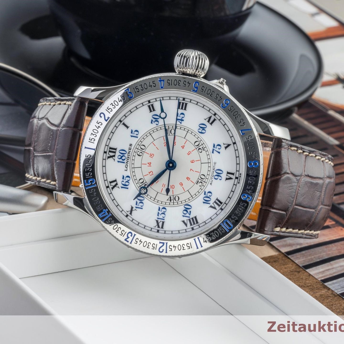 Longines Lindbergh Hour Angle L2.678.4.11.0 (Unknown (random serial)) - White dial 48 mm Steel case (2/8)