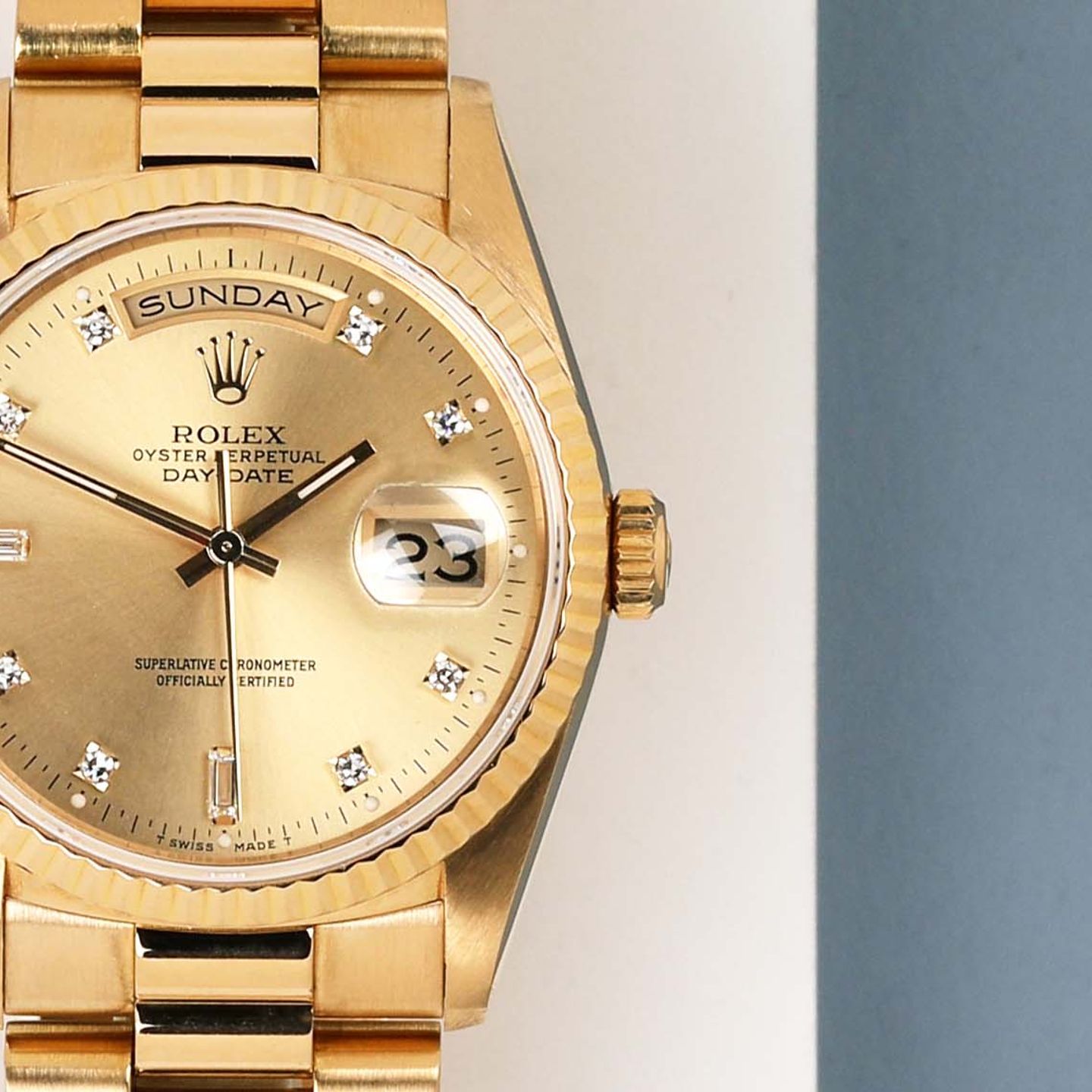 Rolex Day-Date 36 18238 (1990) - Champagne dial 36 mm Yellow Gold case (4/7)
