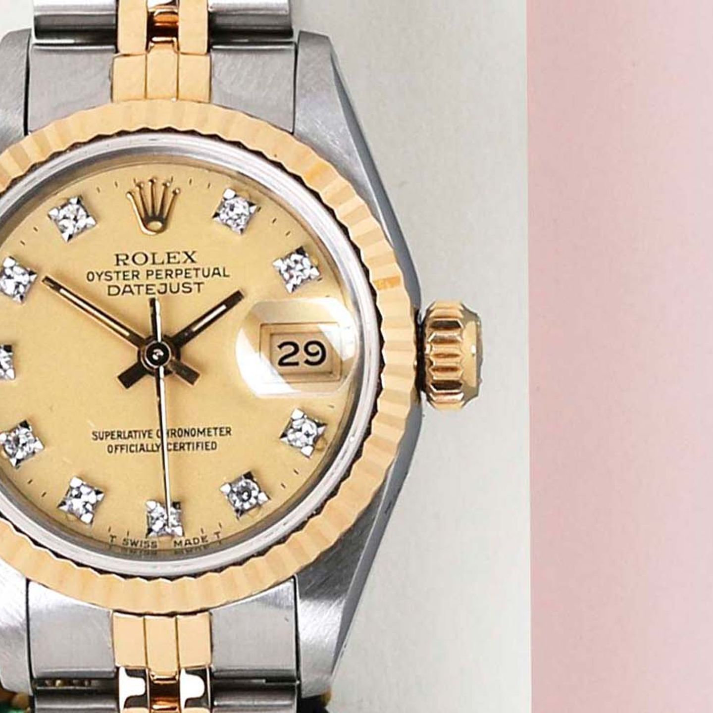 Rolex Lady-Datejust 69173 (1985) - Champagne dial 26 mm Gold/Steel case (5/8)