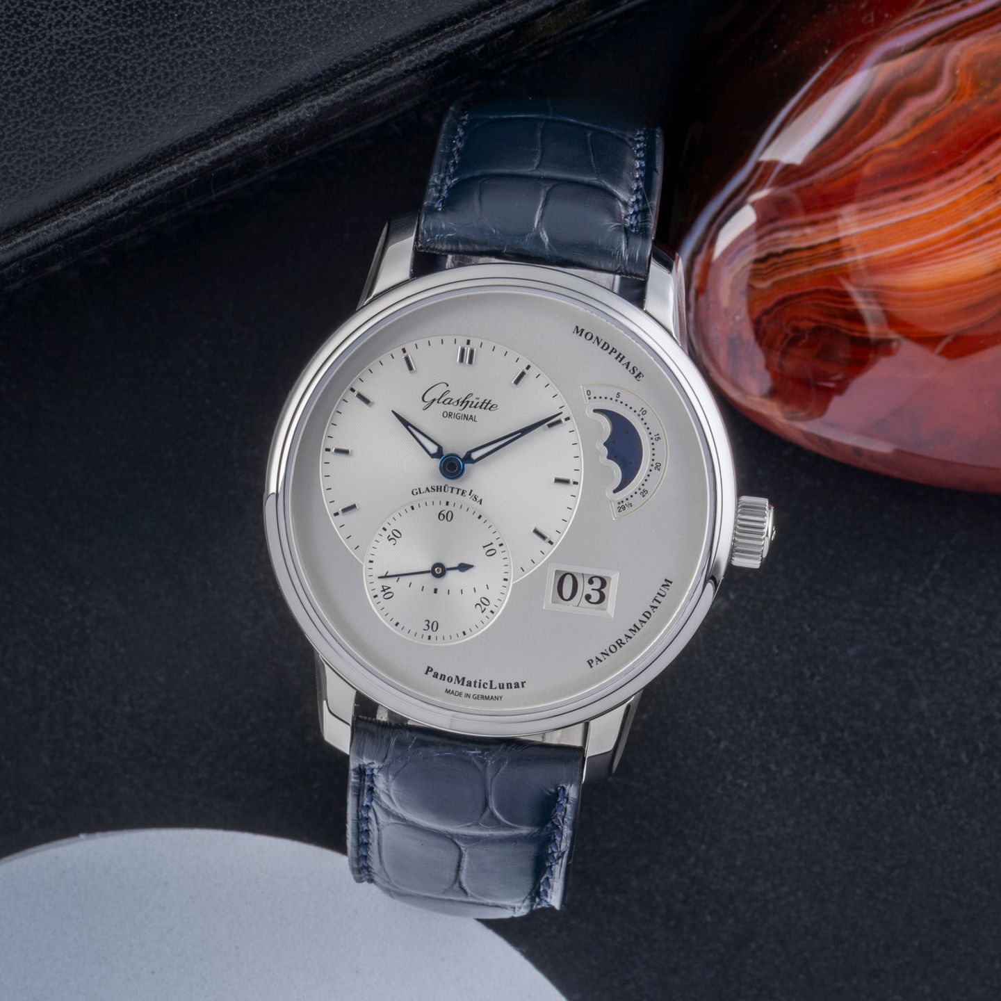 Glashütte Original PanoMaticLunar 1-90-02-42-32-01 (Onbekend (willekeurig serienummer)) - Zilver wijzerplaat 40mm Staal (1/8)